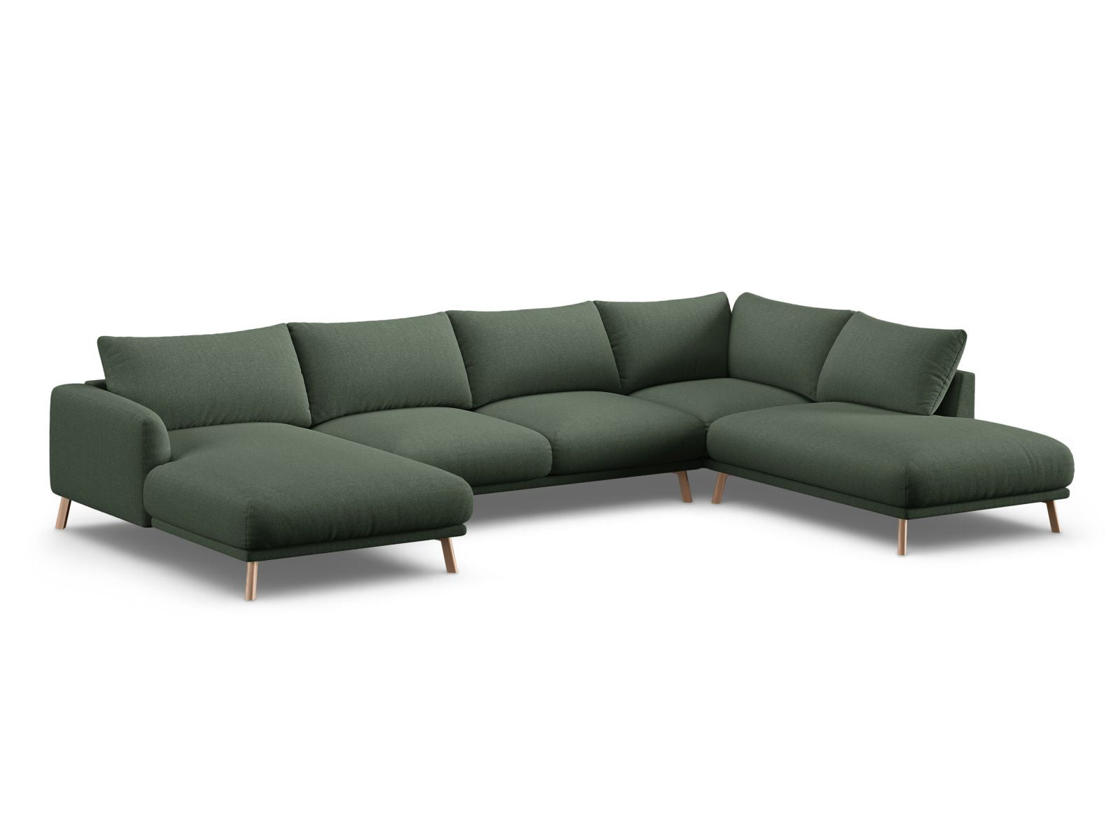 Elegantes 6-Sitzer Ecksofa Panoramic Naomi in Moss Green-Liberty, ideal für stilvolle Wohnräume, präsentiert von Micadoni.