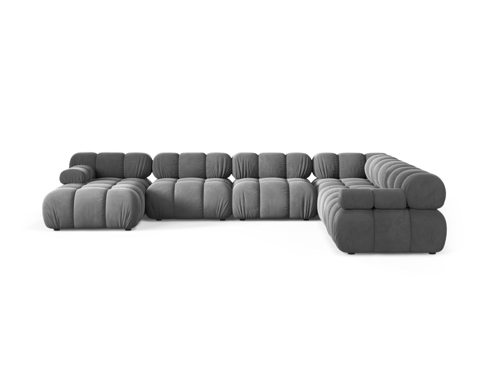 Elegantes 8-Sitzer Ecksofa Panoramic rechts Bellis in hellem Grau, ideal für moderne Wohnräume, von Micadoni.
