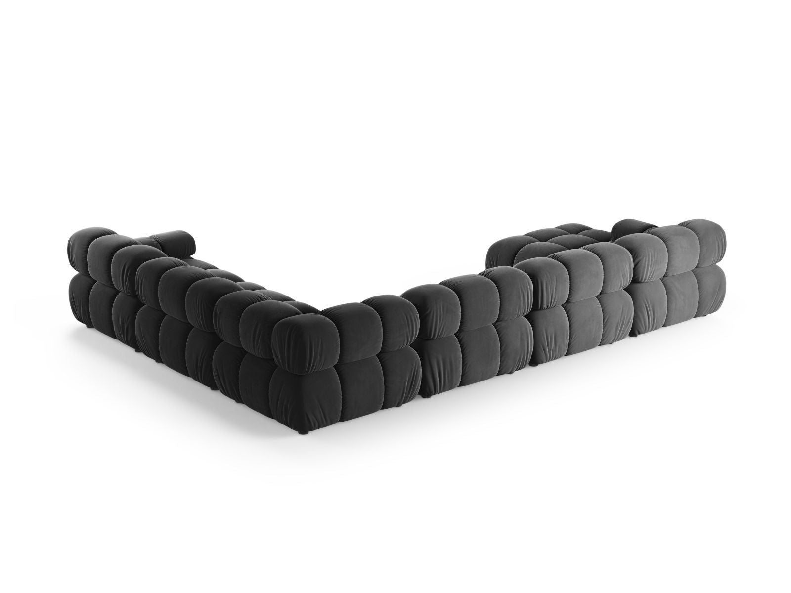 Geräumiges 8-Sitzer Ecksofa Panoramic rechts Bellis in zeitlosem Grau, perfekt für gesellige Abende und stilvolle Einrichtung von Micadoni.