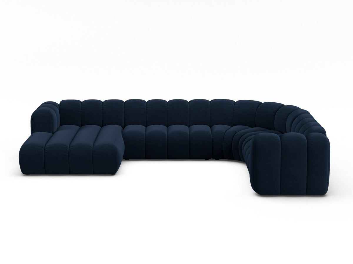Lupine Velour Modular Panoramic Ecksofa rechts 6 Sitzer in Royal Blue-Salvador präsentiert im Onlineshop von KAQTU Design AG. Ecksofa rechts ist von Micadoni