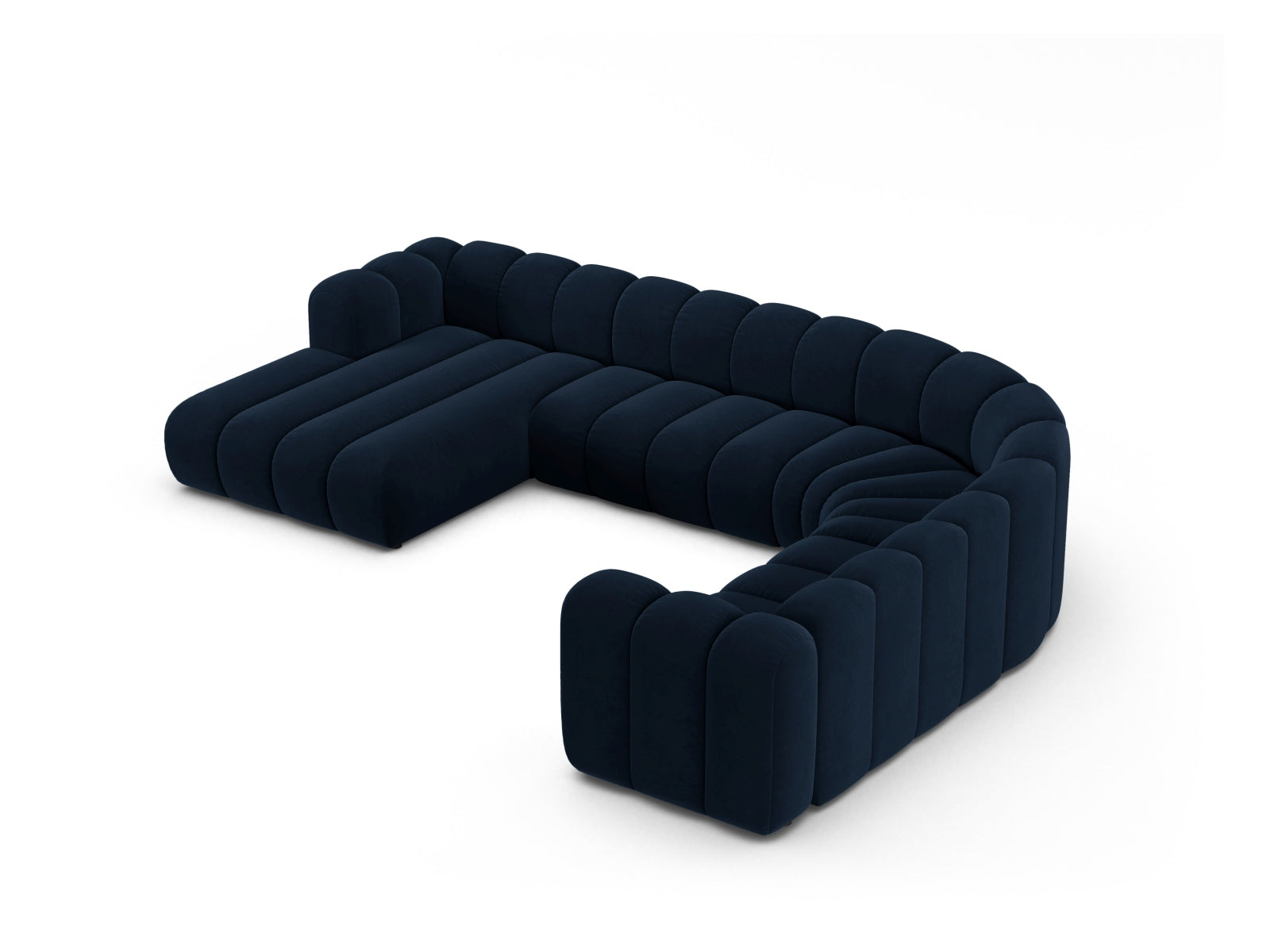 Lupine Velour Modular Panoramic Ecksofa rechts 6 Sitzer in Royal Blue-Salvador präsentiert im Onlineshop von KAQTU Design AG. Ecksofa rechts ist von Micadoni