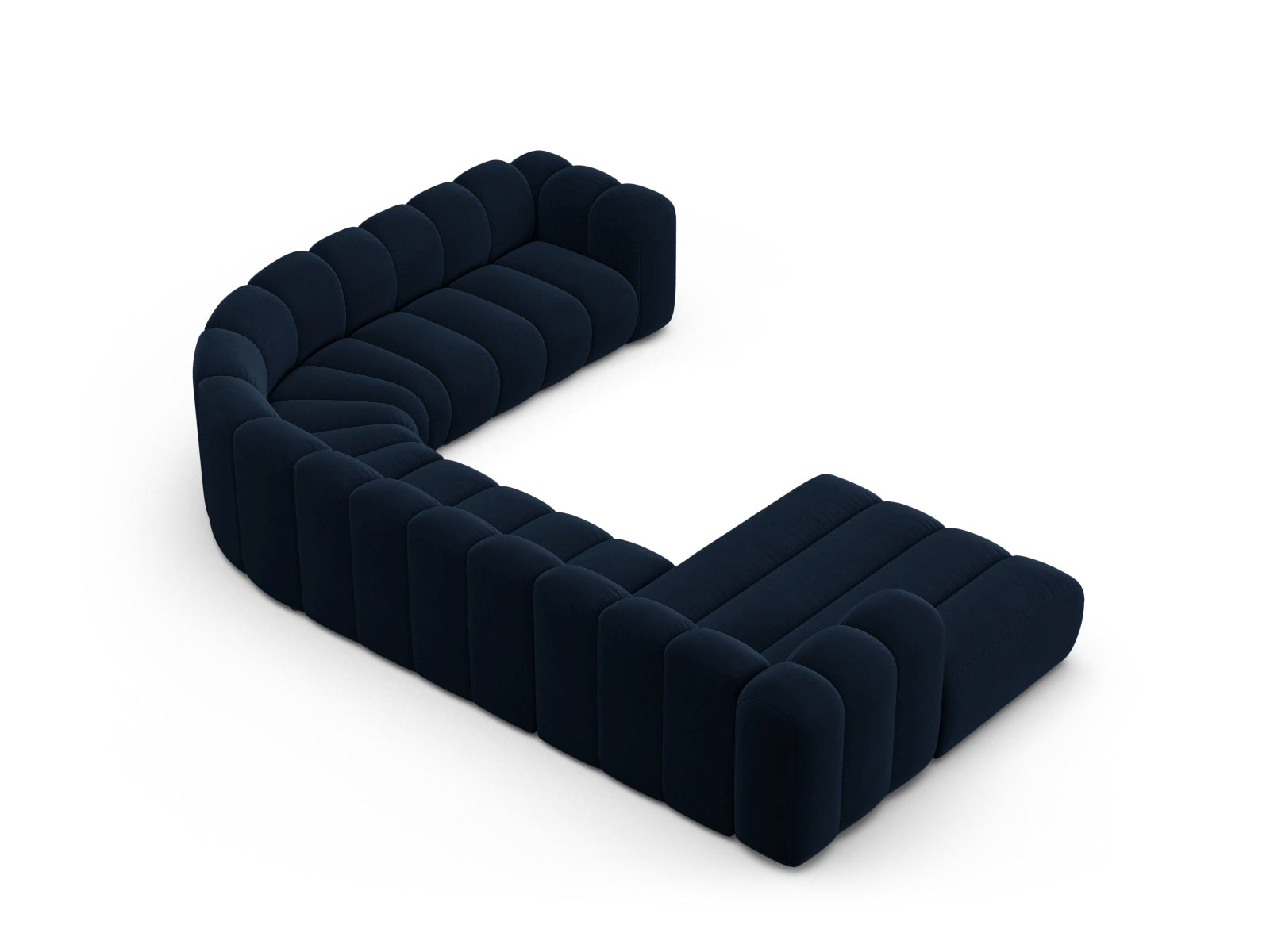 Lupine Velour Modular Panoramic Ecksofa rechts 6 Sitzer in Royal Blue präsentiert im Onlineshop von KAQTU Design AG. Ecksofa rechts ist von Micadoni