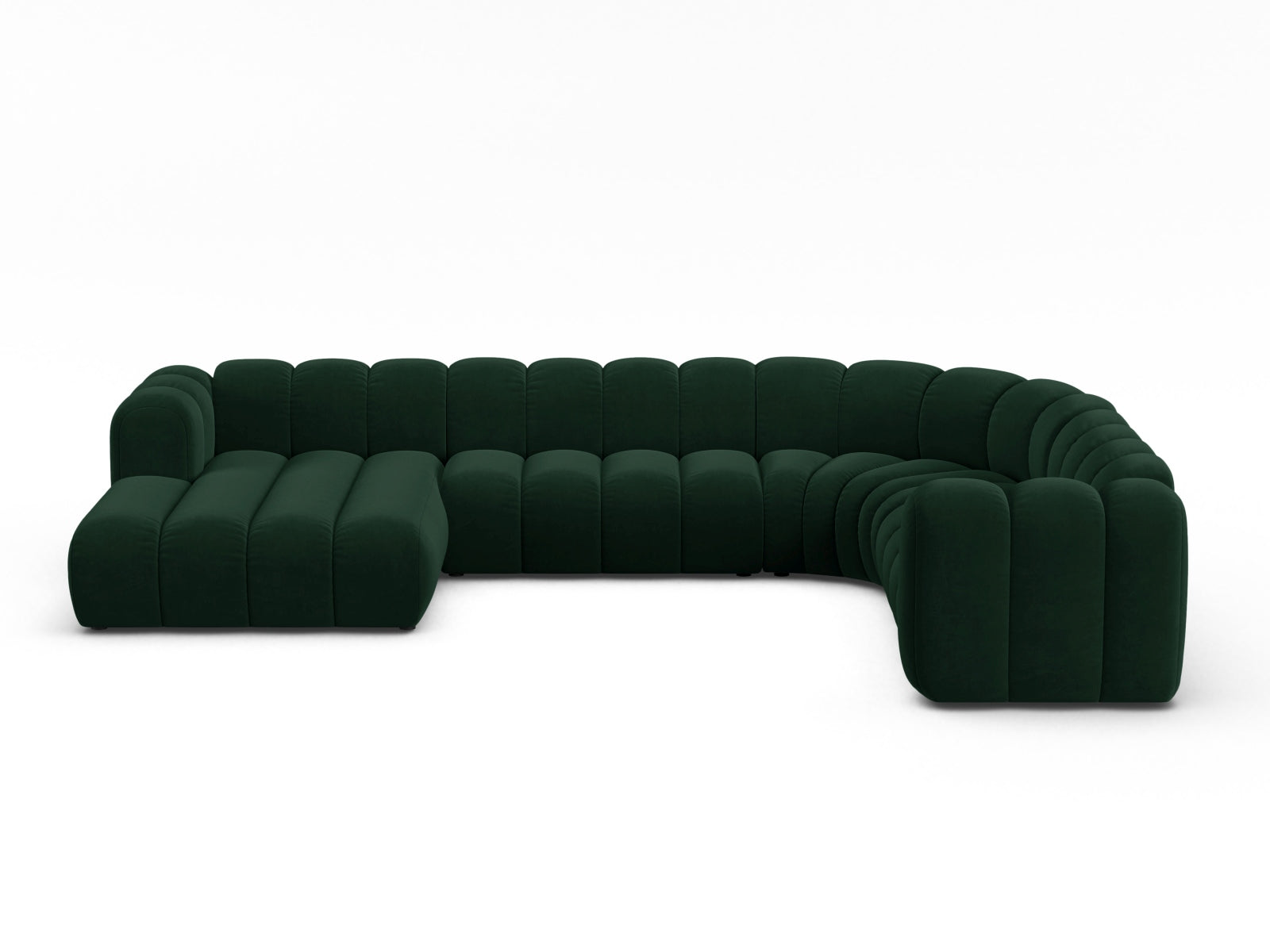 Lupine Velour Modular Panoramic Ecksofa rechts 6 Sitzer in Bottle Green-Salvador präsentiert im Onlineshop von KAQTU Design AG. Ecksofa rechts ist von Micadoni