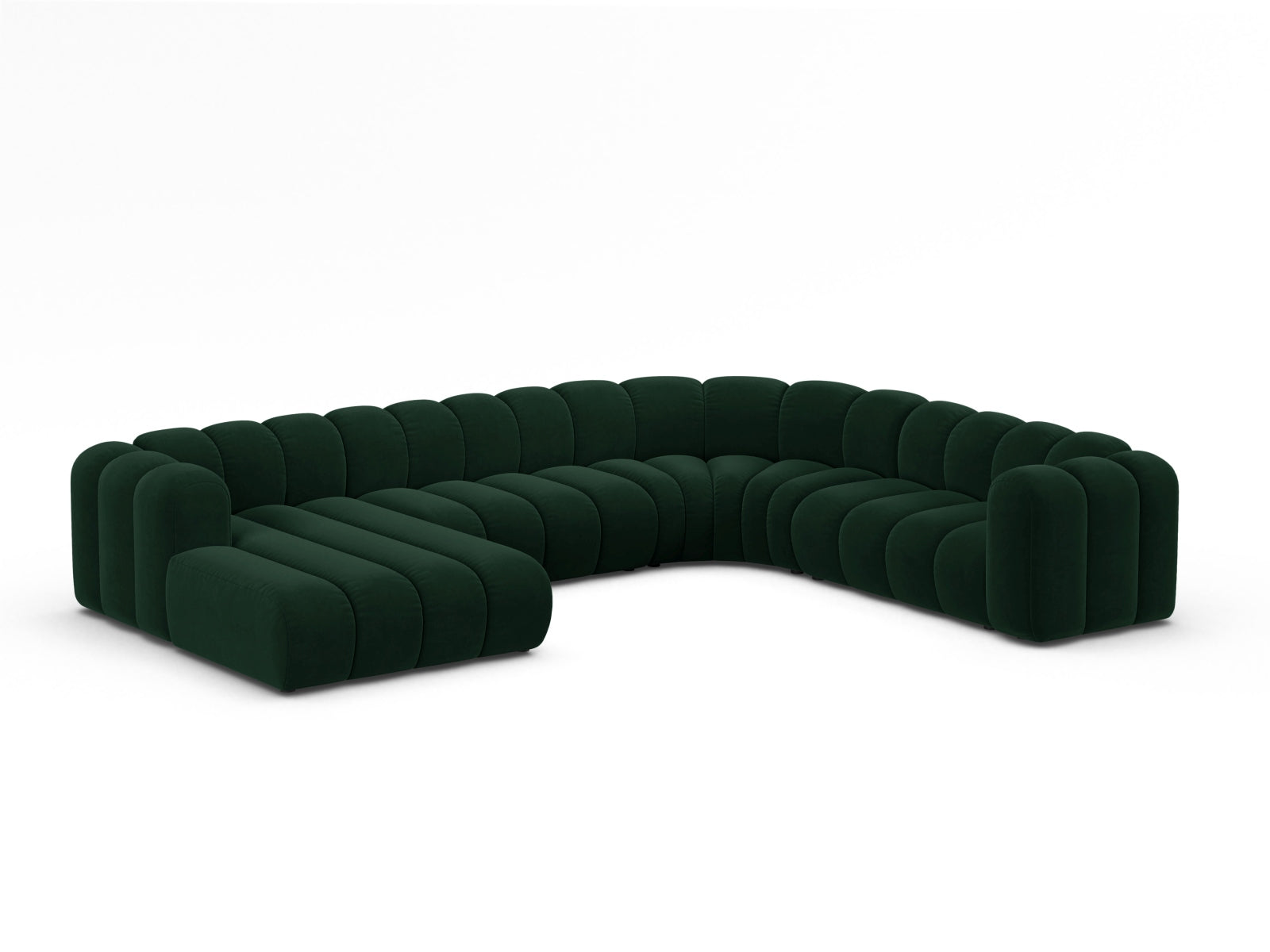 Lupine Velour Modular Panoramic Ecksofa rechts 6 Sitzer in Bottle Green-Salvador präsentiert im Onlineshop von KAQTU Design AG. Ecksofa rechts ist von Micadoni