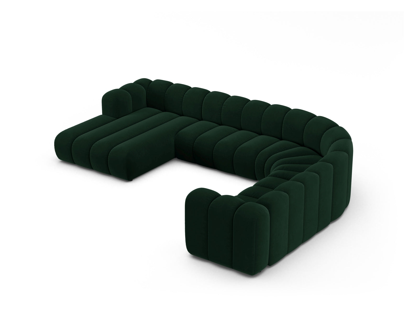 Lupine Velour Modular Panoramic Ecksofa rechts 6 Sitzer in Bottle Green-Salvador präsentiert im Onlineshop von KAQTU Design AG. Ecksofa rechts ist von Micadoni