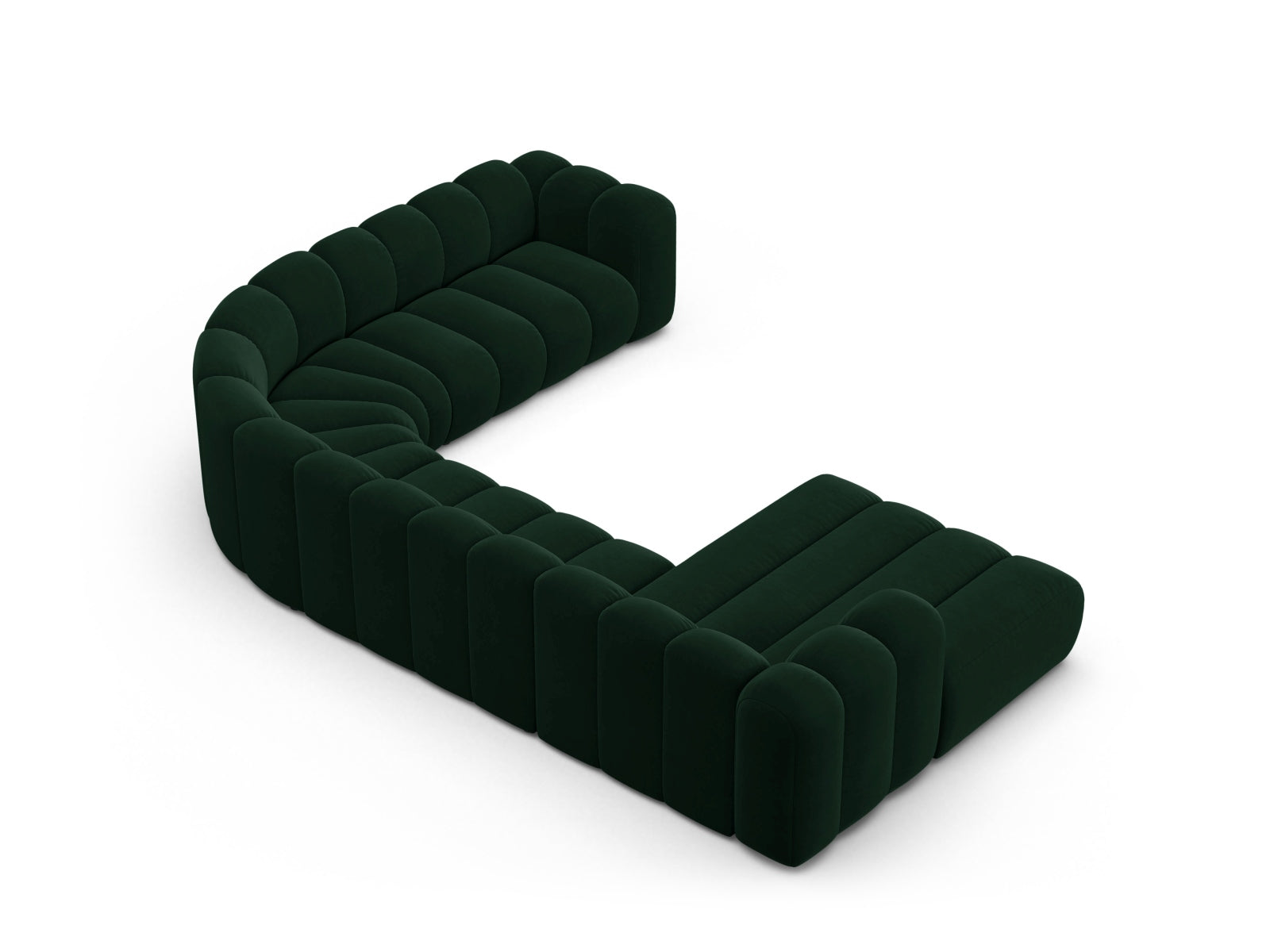 Lupine Velour Modular Panoramic Ecksofa rechts 6 Sitzer in Bottle Green-Salvador präsentiert im Onlineshop von KAQTU Design AG. Ecksofa rechts ist von Micadoni