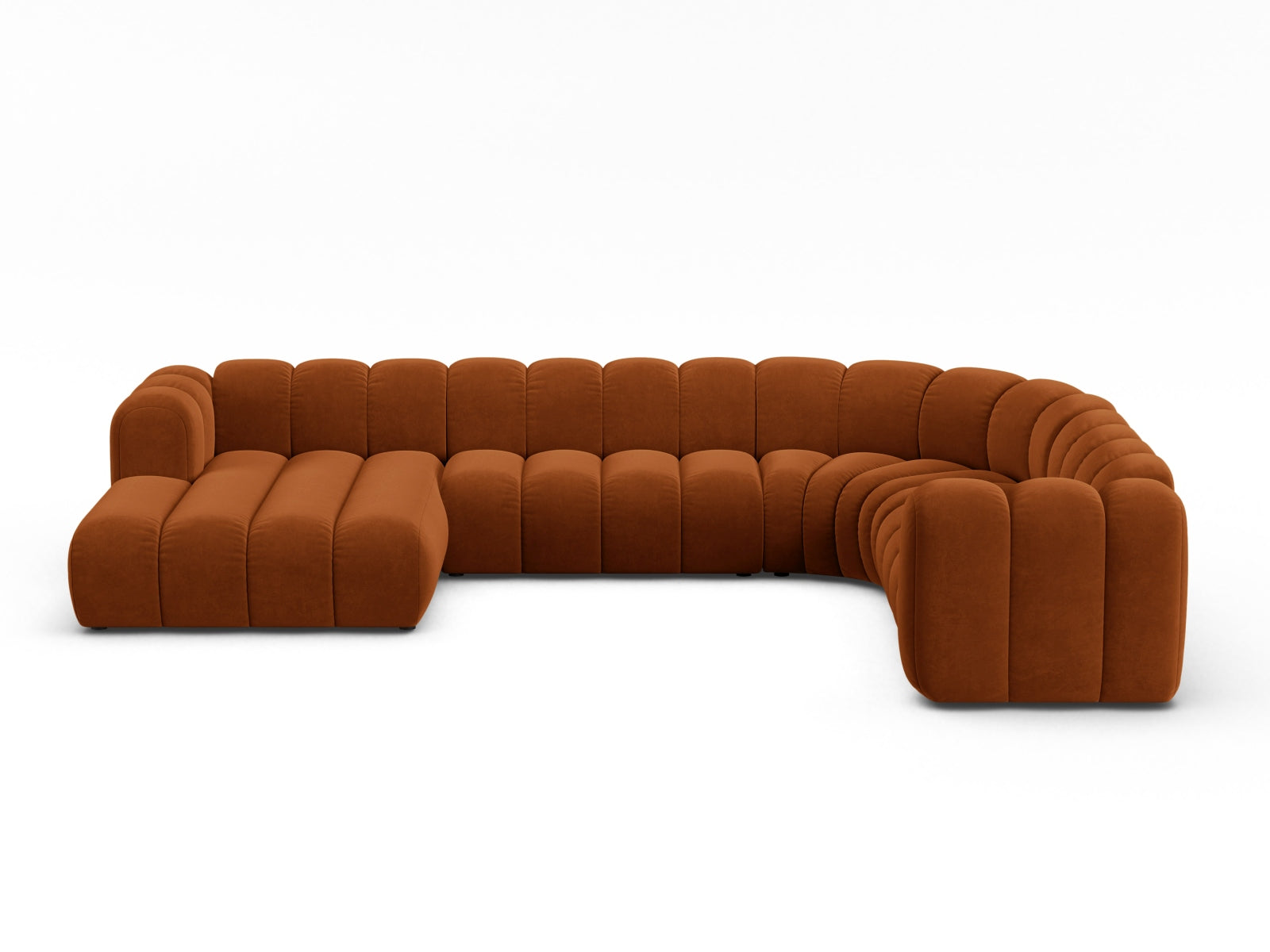 Lupine Velour Modular Panoramic Ecksofa rechts 6 Sitzer in Terracotta-Salvador präsentiert im Onlineshop von KAQTU Design AG. Ecksofa rechts ist von Micadoni