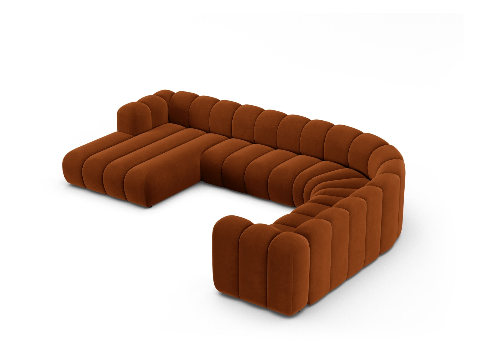 Lupine Velour Modular Panoramic Ecksofa rechts 6 Sitzer in Terracotta-Salvador präsentiert im Onlineshop von KAQTU Design AG. Ecksofa rechts ist von Micadoni