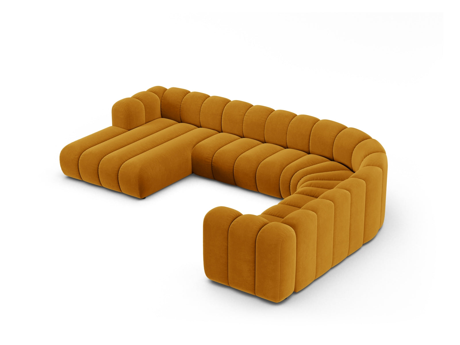 Lupine Velour Modular Panoramic Ecksofa rechts 6 Sitzer in Yellow-Salvador präsentiert im Onlineshop von KAQTU Design AG. Ecksofa rechts ist von Micadoni