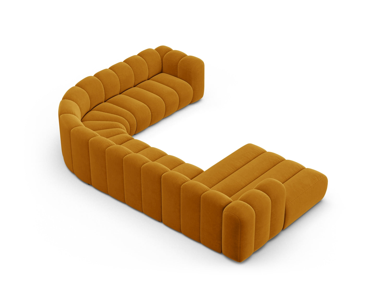 Lupine Velour Modular Panoramic Ecksofa rechts 6 Sitzer in Yellow-Salvador präsentiert im Onlineshop von KAQTU Design AG. Ecksofa rechts ist von Micadoni