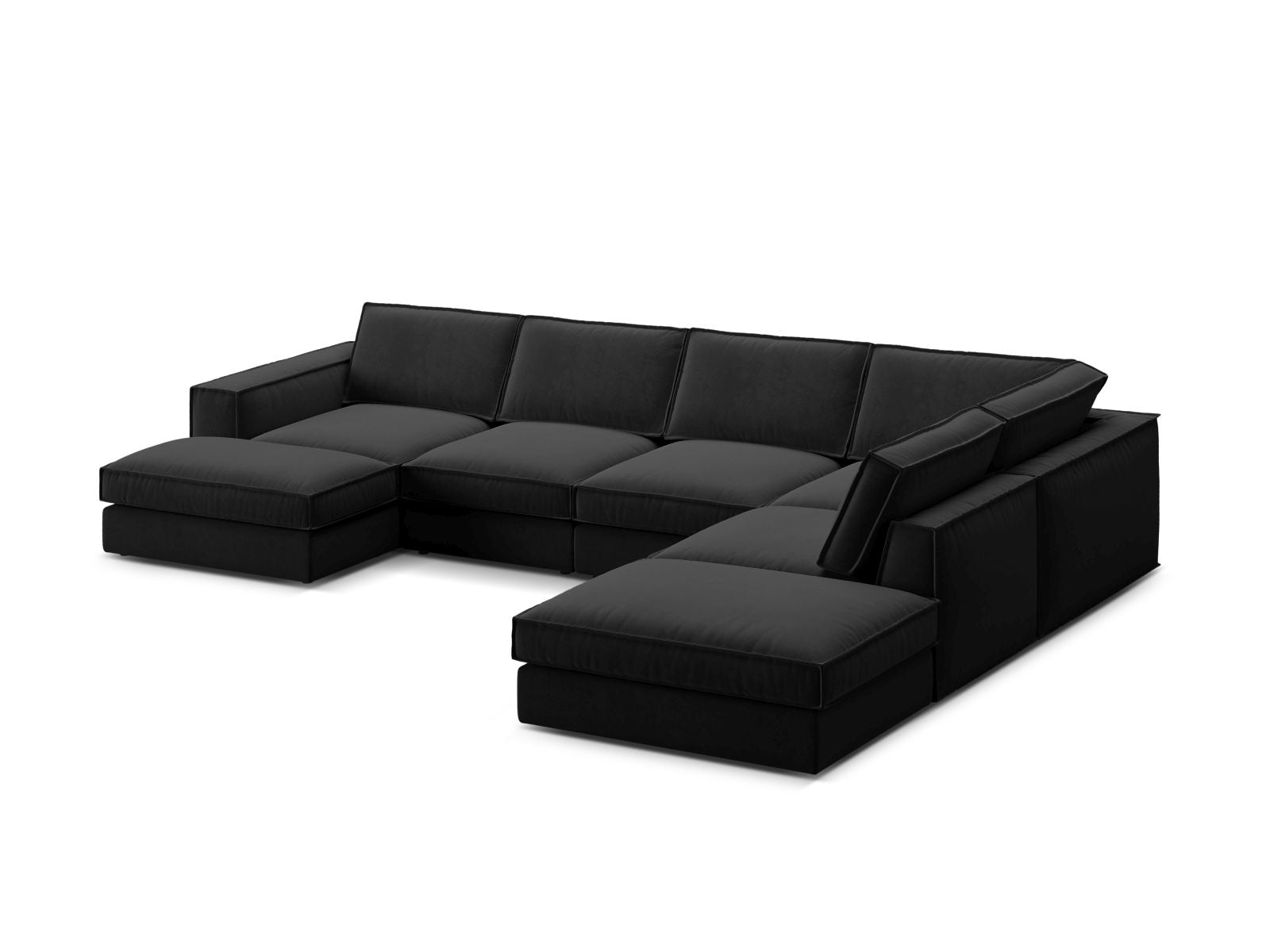 Elegantes 5-Sitzer Ecksofa Panoramic rechts in Schwarz, ideal für moderne Wohnräume und entspannte Stunden, von Micadoni.
