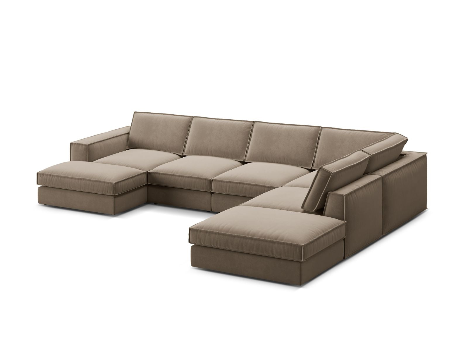 Stylisches 5-Sitzer Ecksofa Panoramic rechts in Grey Brown-Salvador von Micadoni, ideal für stilvolle und komfortable Wohnräume.