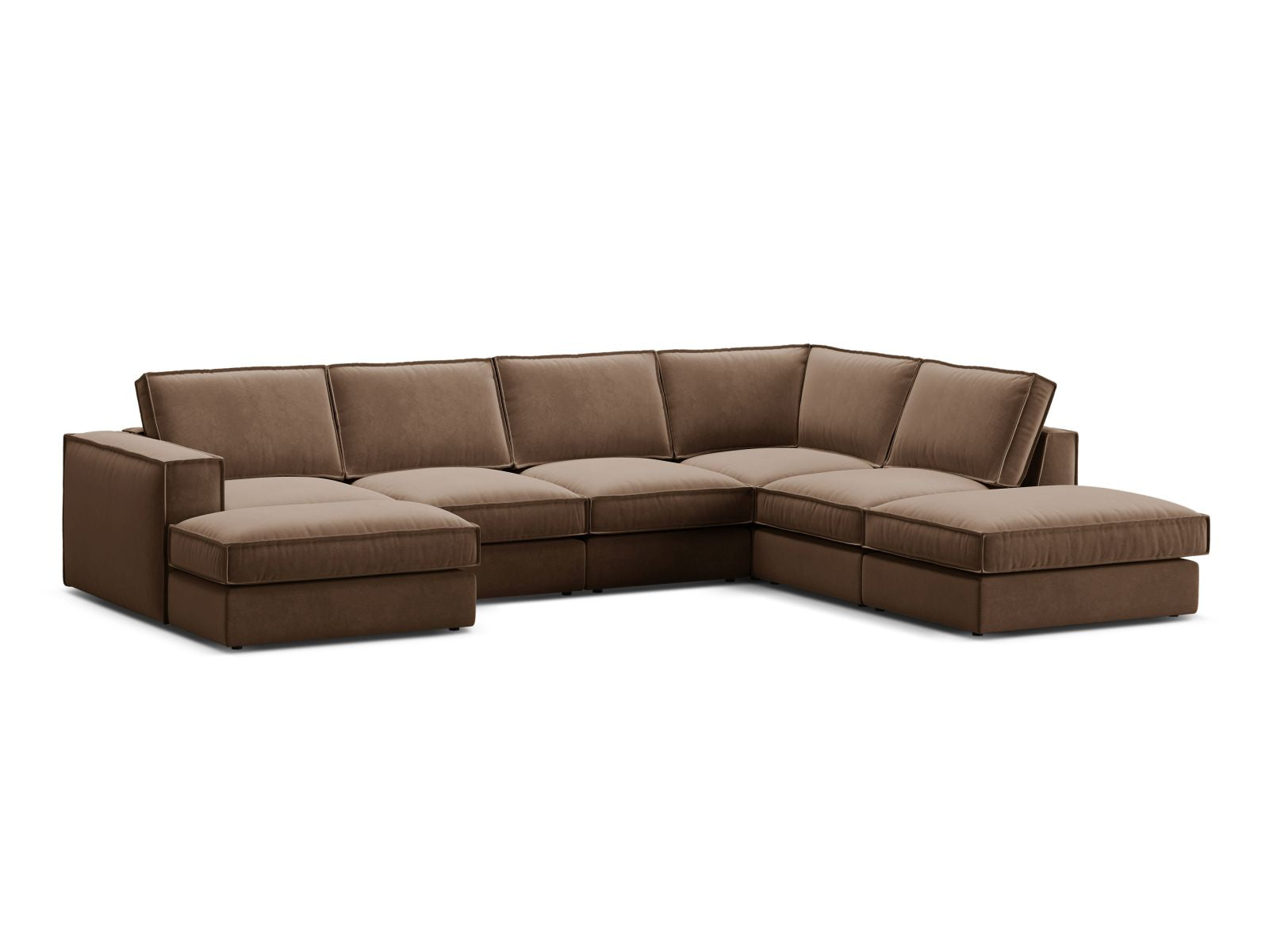 Elegantes 5-Sitzer Ecksofa Panoramic rechts in Chocolate-Salvador von Micadoni, ideal für stilvolle Wohnräume.
