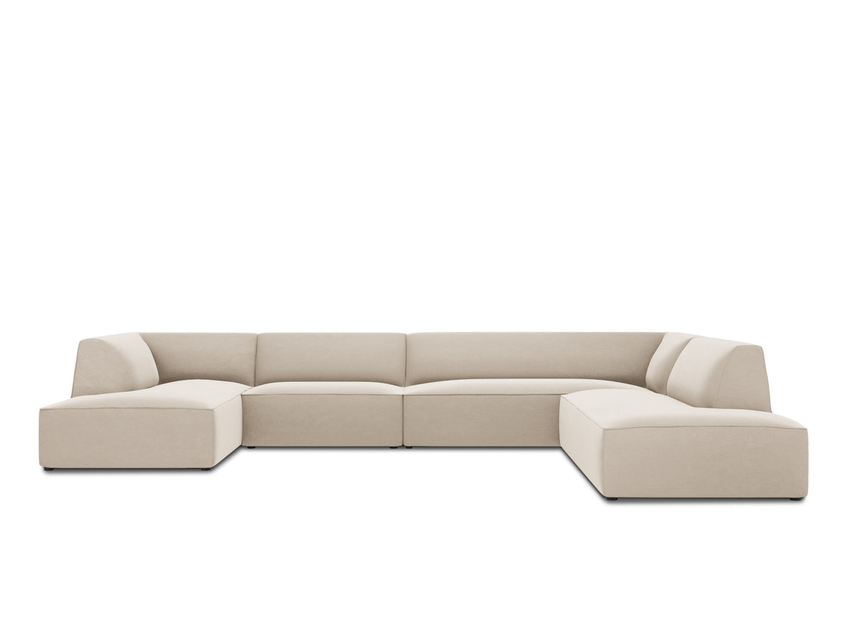 Ruby Velour Panoramic Ecksofa rechts 7 Sitzer in Beige-Salvador präsentiert im Onlineshop von KAQTU Design AG. Ecksofa rechts ist von Micadoni