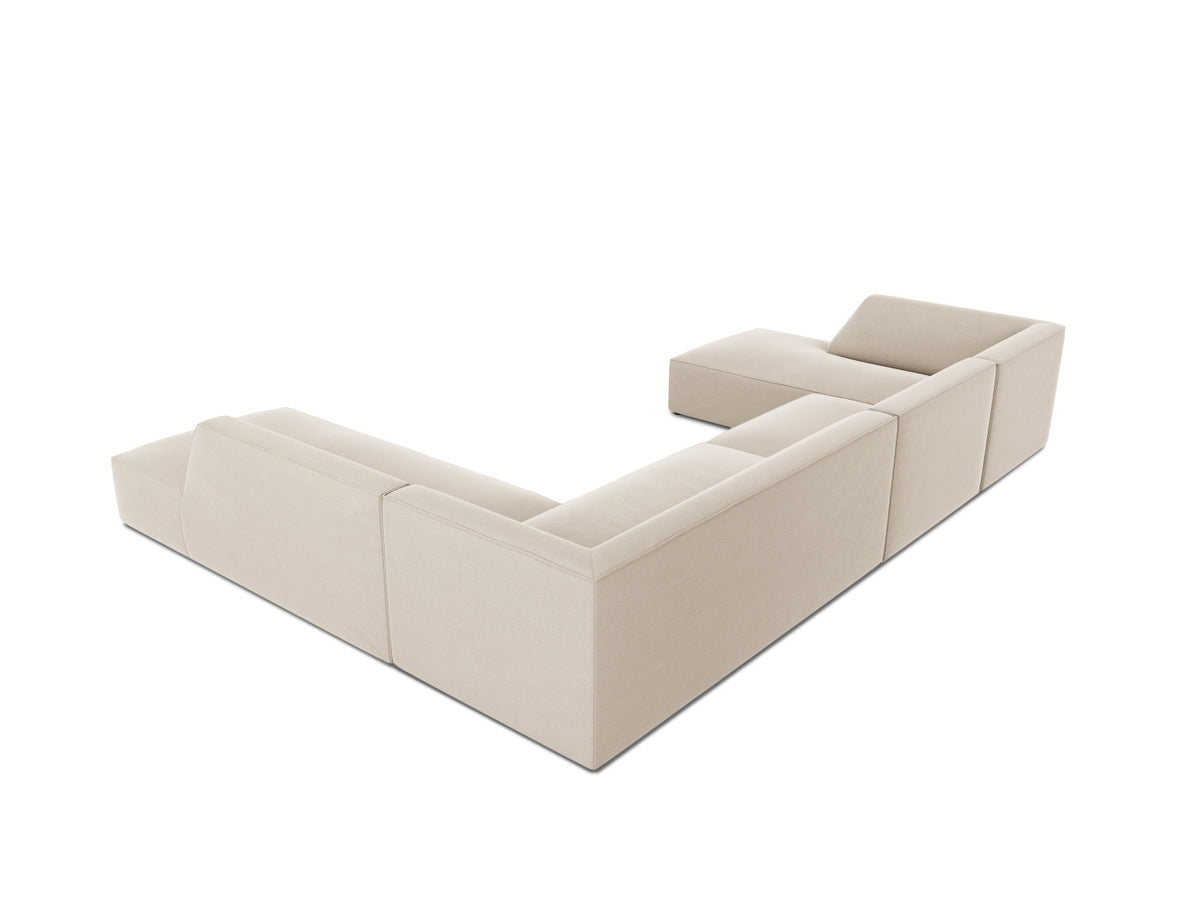 Ruby Velour Panoramic Ecksofa rechts 7 Sitzer in Beige-Salvador präsentiert im Onlineshop von KAQTU Design AG. Ecksofa rechts ist von Micadoni