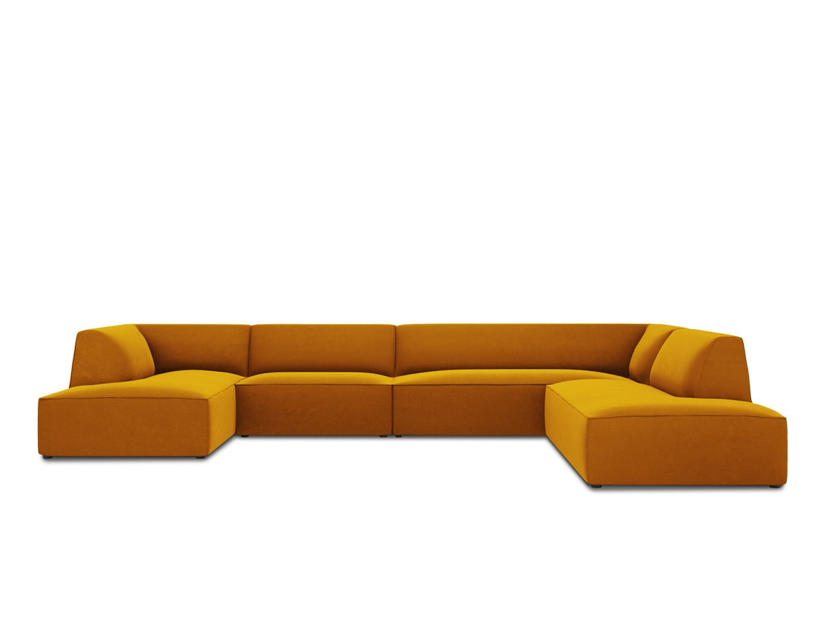 Ruby Velour Panoramic Ecksofa rechts 7 Sitzer in Yellow-Salvador präsentiert im Onlineshop von KAQTU Design AG. Ecksofa rechts ist von Micadoni