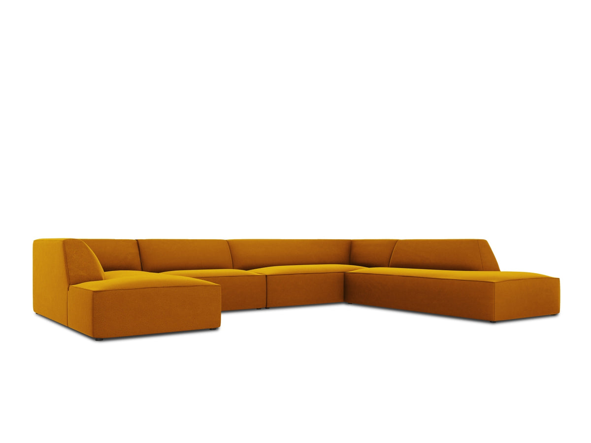 Ruby Velour Panoramic Ecksofa rechts 7 Sitzer in Yellow-Salvador präsentiert im Onlineshop von KAQTU Design AG. Ecksofa rechts ist von Micadoni