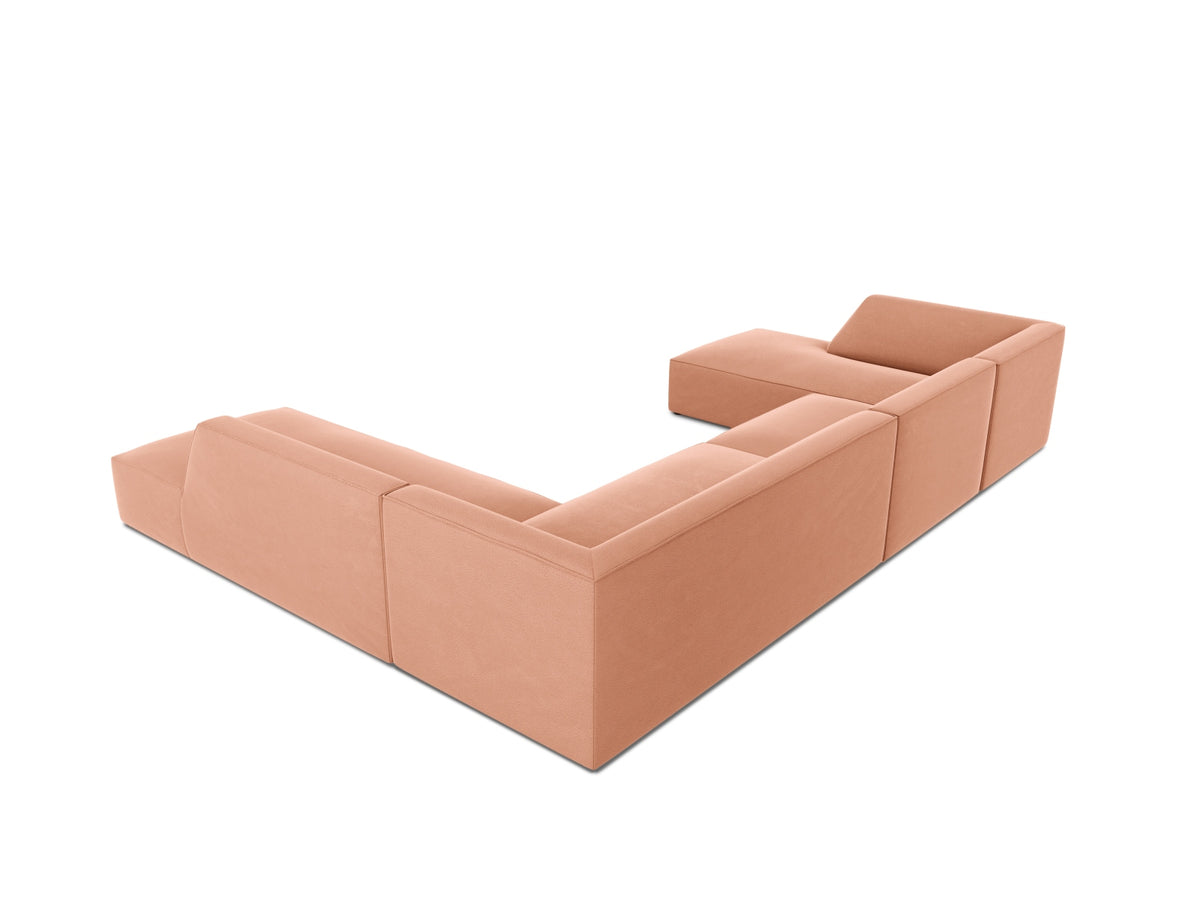 Ruby Velour Panoramic Ecksofa rechts 7 Sitzer in Pink-Salvador präsentiert im Onlineshop von KAQTU Design AG. Ecksofa rechts ist von Micadoni