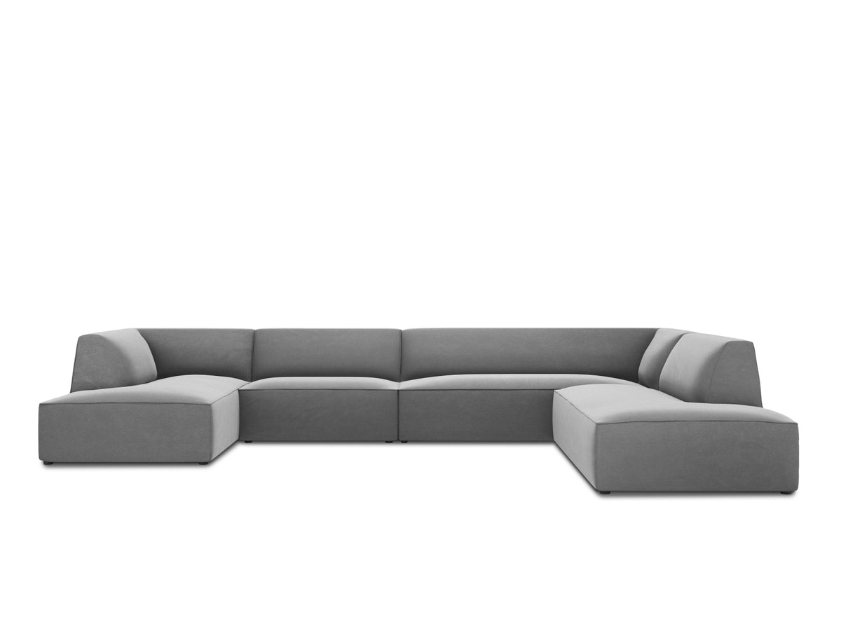 Ruby Velour Panoramic Ecksofa rechts 7 Sitzer in Grey-Salvador präsentiert im Onlineshop von KAQTU Design AG. Ecksofa rechts ist von Micadoni