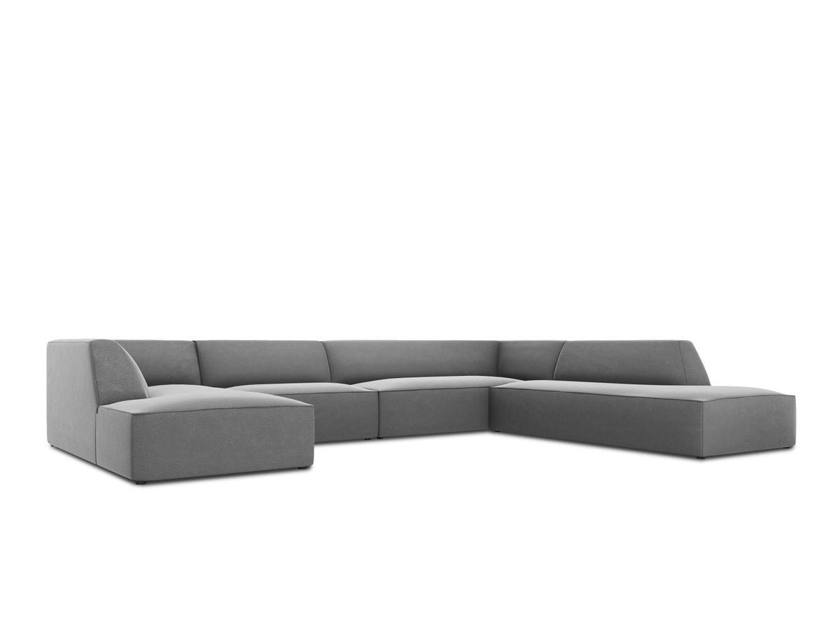 Ruby Velour Panoramic Ecksofa rechts 7 Sitzer in Grey-Salvador präsentiert im Onlineshop von KAQTU Design AG. Ecksofa rechts ist von Micadoni