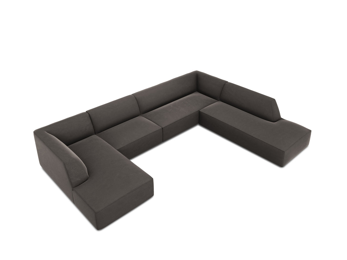 Ruby Velour Panoramic Ecksofa rechts 7 Sitzer in Dark Grey-Salvador präsentiert im Onlineshop von KAQTU Design AG. Ecksofa rechts ist von Micadoni