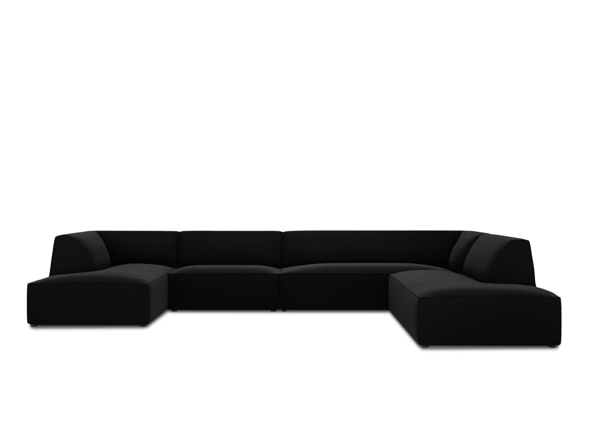 Ruby Velour Panoramic Ecksofa rechts 7 Sitzer in Black-Salvador präsentiert im Onlineshop von KAQTU Design AG. Ecksofa rechts ist von Micadoni