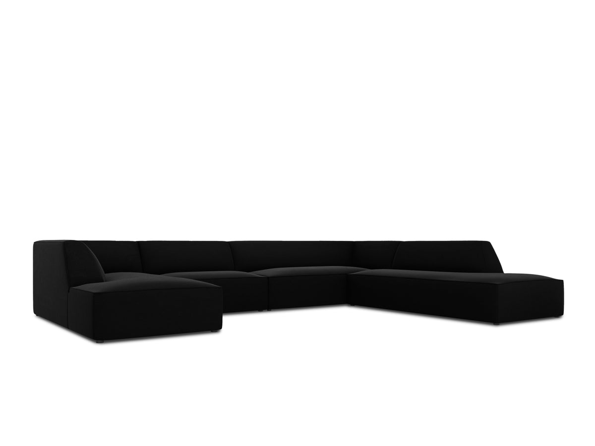 Ruby Velour Panoramic Ecksofa rechts 7 Sitzer in Black-Salvador präsentiert im Onlineshop von KAQTU Design AG. Ecksofa rechts ist von Micadoni