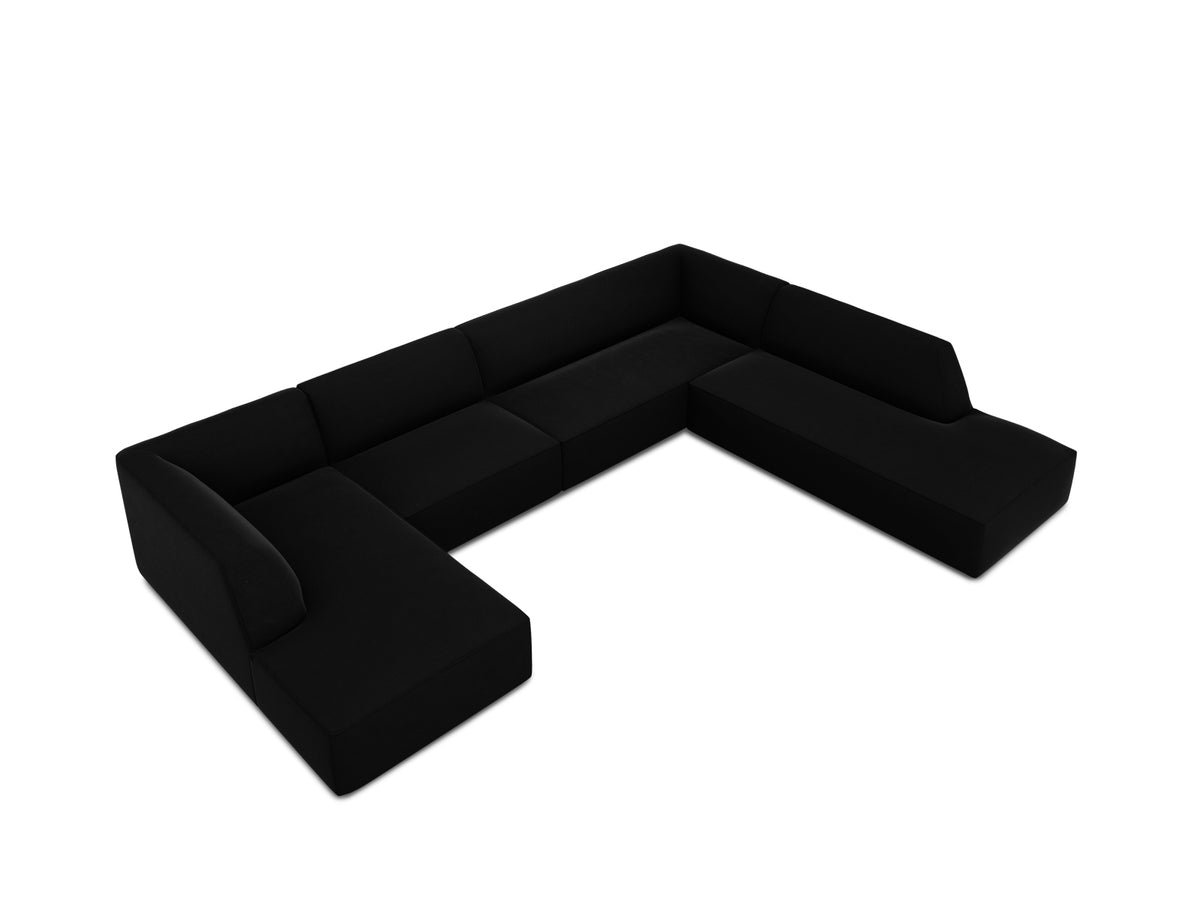Ruby Velour Panoramic Ecksofa rechts 7 Sitzer in Black-Salvador präsentiert im Onlineshop von KAQTU Design AG. Ecksofa rechts ist von Micadoni
