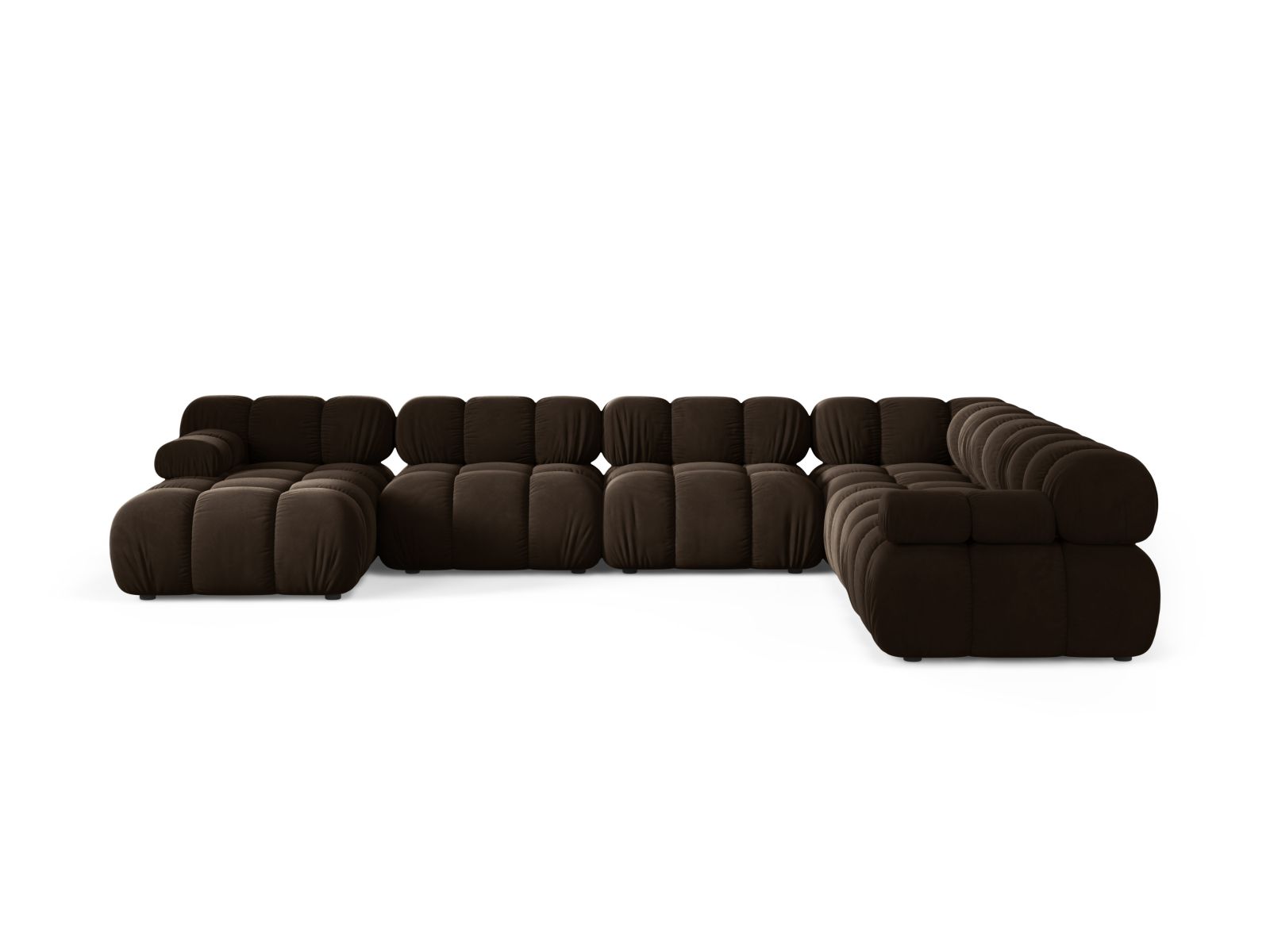 8-Sitzer Bellis Modular Ecksofa Panoramic rechts in Dark Brown-Bluvel präsentiert im Onlineshop von KAQTU Design AG. Ecksofa rechts ist von Micadoni