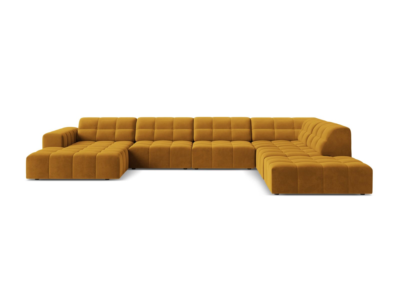 7-Sitzer Panoramic Ecksofa rechts Jennifer in Yellow-Bluvel präsentiert im Onlineshop von KAQTU Design AG. Ecksofa rechts ist von Micadoni