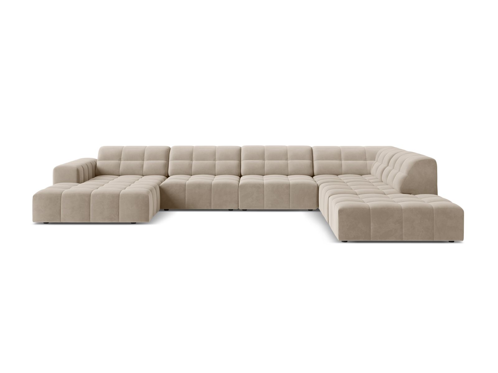 7-Sitzer Panoramic Ecksofa rechts Jennifer in Dark Beige-Bluvel präsentiert im Onlineshop von KAQTU Design AG. Ecksofa rechts ist von Micadoni