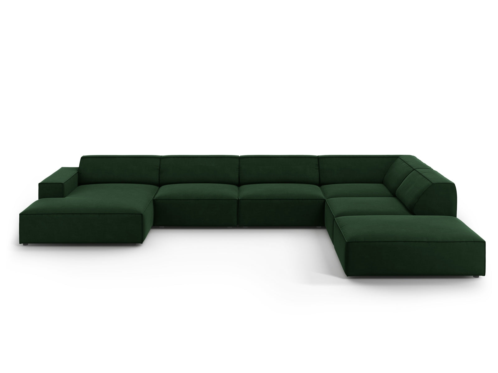 Jodie Velour modulares Panoramic Ecksofa rechts 7 Sitzer in Bottle Green-Bluvel präsentiert im Onlineshop von KAQTU Design AG. Ecksofa rechts ist von Micadoni