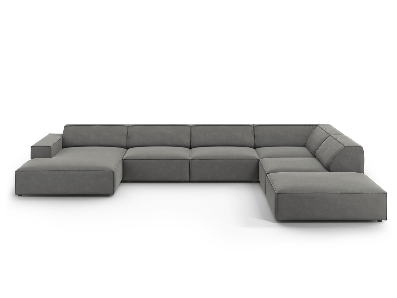 Jodie Velour modulares Panoramic Ecksofa rechts 7 Sitzer in Light Grey-Bluvel präsentiert im Onlineshop von KAQTU Design AG. Ecksofa rechts ist von Micadoni
