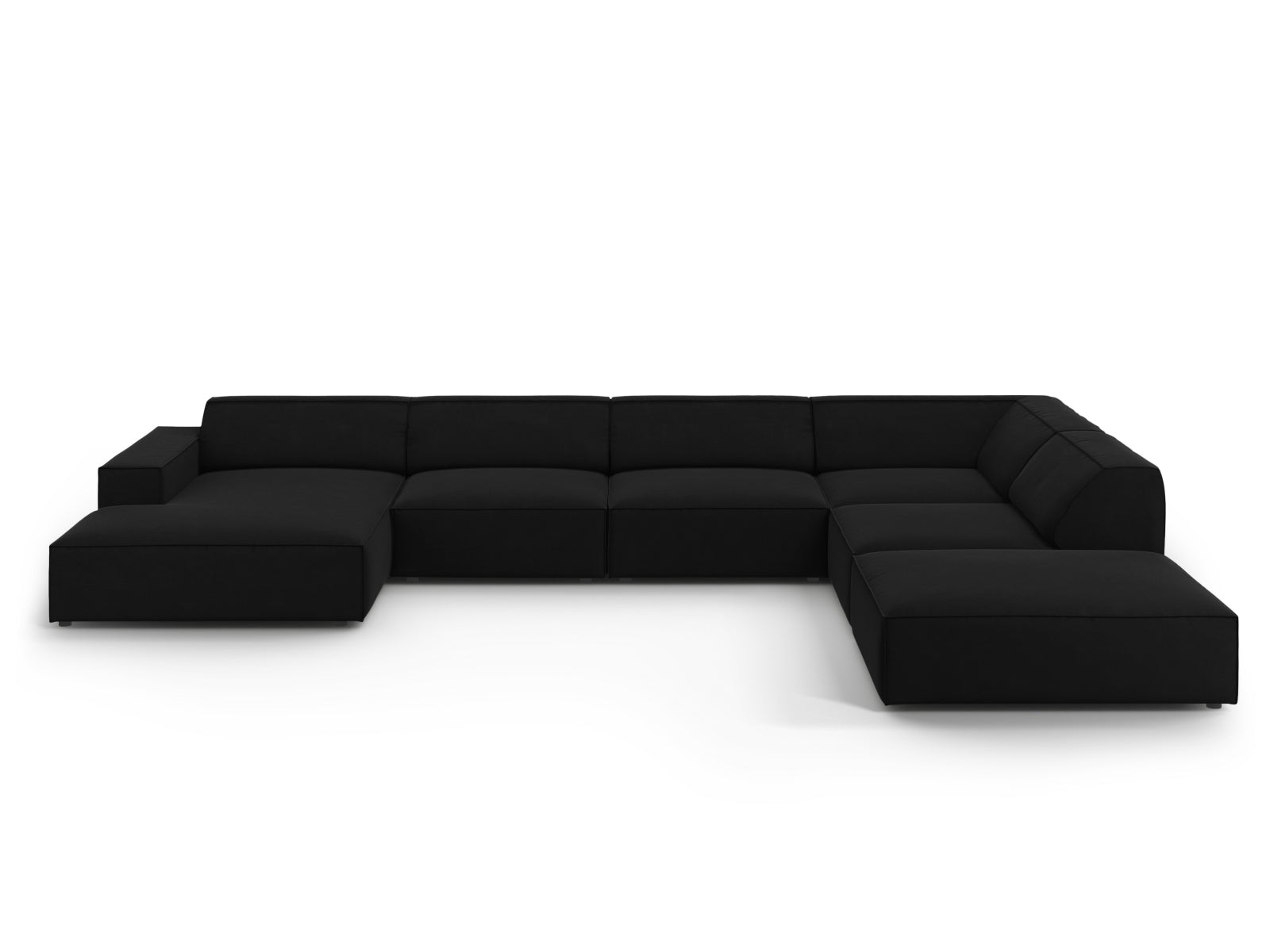 Jodie Velour modulares Panoramic Ecksofa rechts 7 Sitzer in Black-Bluvel präsentiert im Onlineshop von KAQTU Design AG. Ecksofa rechts ist von Micadoni