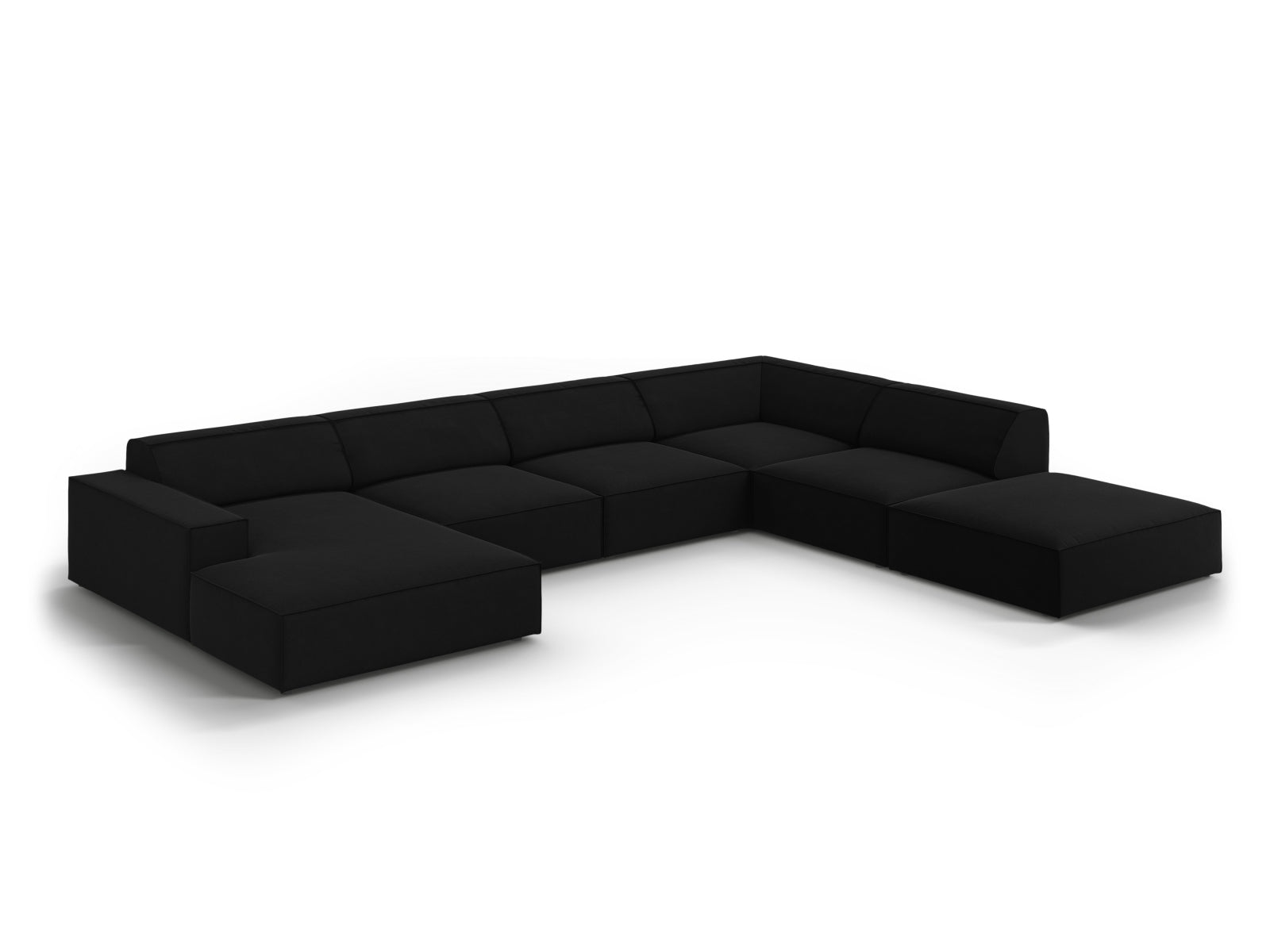 Luxuriöses, modulares Ecksofa Jodie in weichem Velours, 7-Sitzer, rechtsseitig, perfekt für moderne und gemütliche Wohnlandschaften.