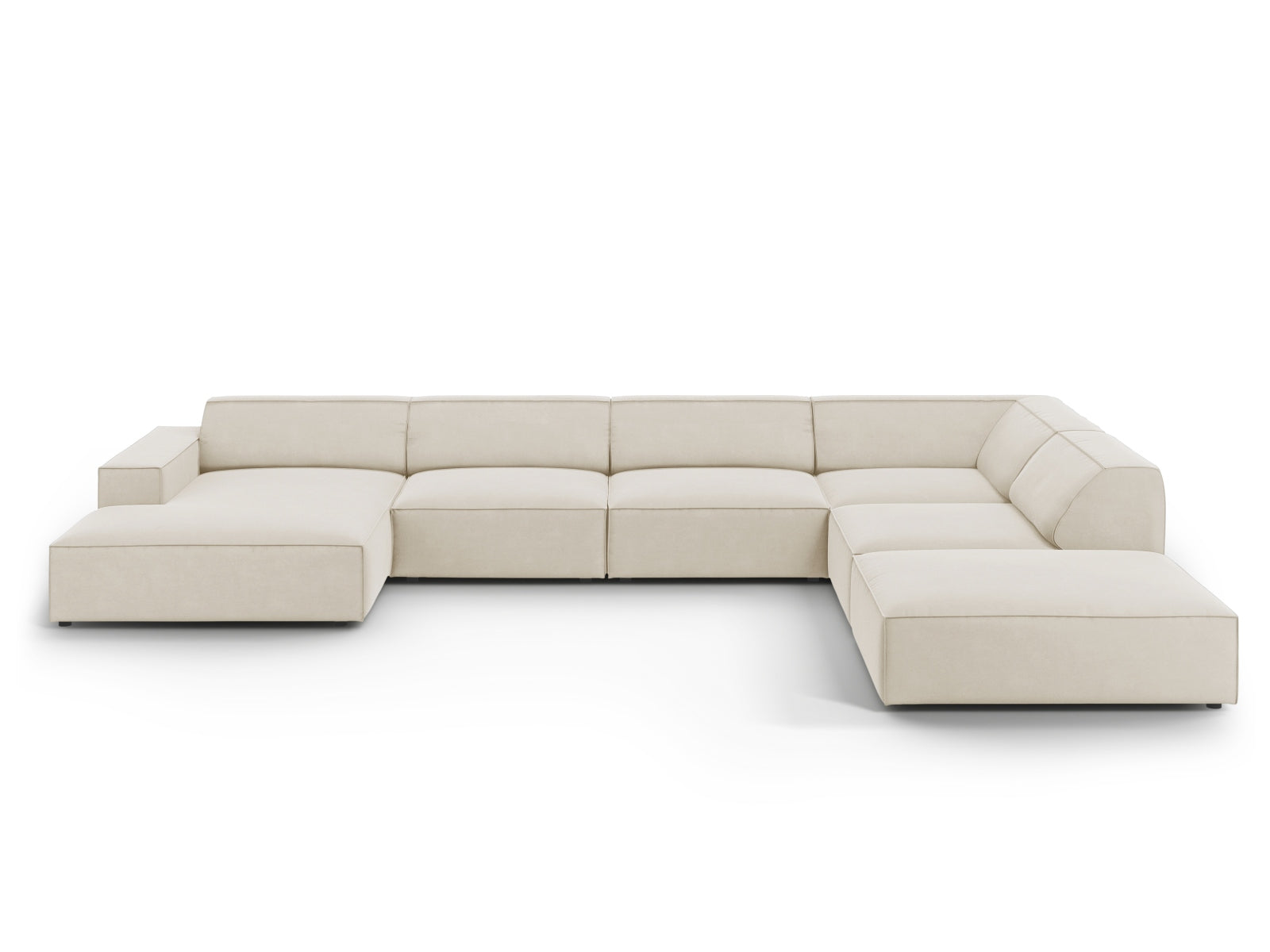 Jodie Velour modulares Panoramic Ecksofa rechts 7 Sitzer in Dark Beige-Bluvel präsentiert im Onlineshop von KAQTU Design AG. Ecksofa rechts ist von Micadoni