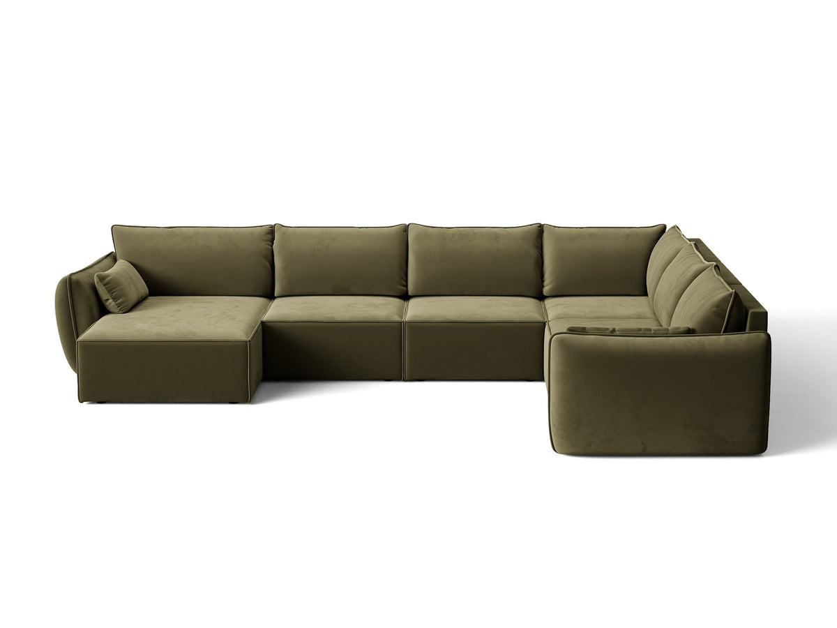 L-Sofa Kaelle Panoramasofa rechts von Micadoni, Stoffbezug, schwarze niedrige Beine