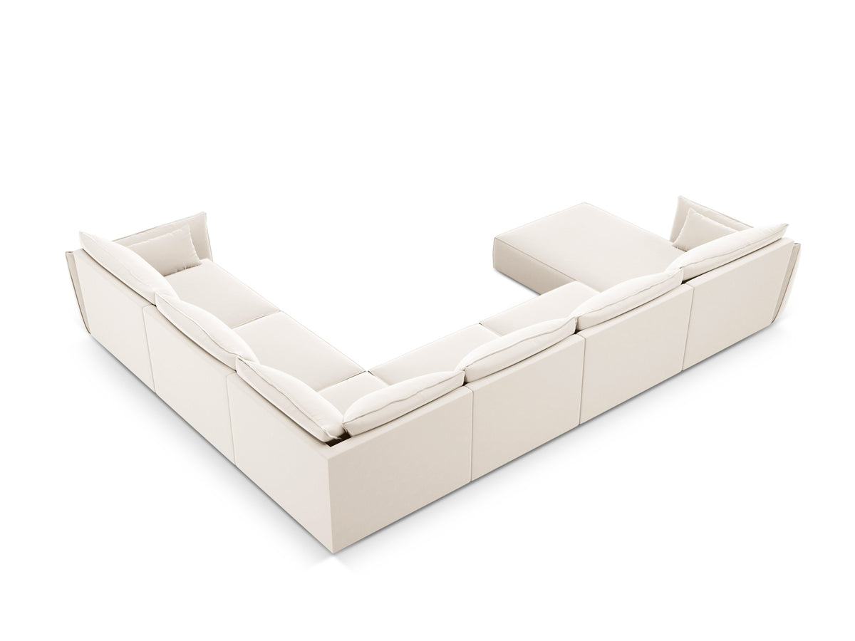 Kaelle Velour Panoramic Ecksofa rechts 8 Sitzer in Light Beige-Bluvel präsentiert im Onlineshop von KAQTU Design AG. Ecksofa rechts ist von Micadoni