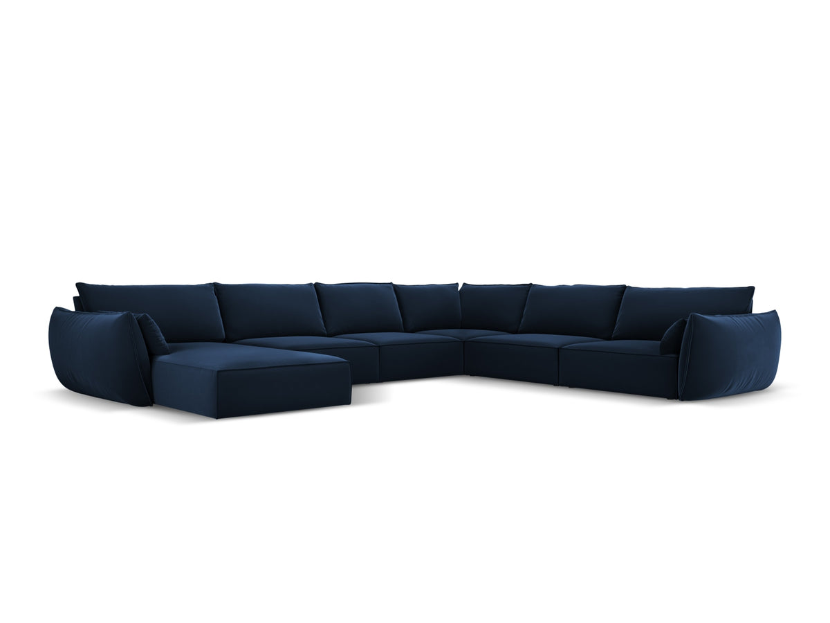 Kaelle Velour Panoramic Ecksofa rechts 8 Sitzer in Royal Blue-Bluvel präsentiert im Onlineshop von KAQTU Design AG. Ecksofa rechts ist von Micadoni