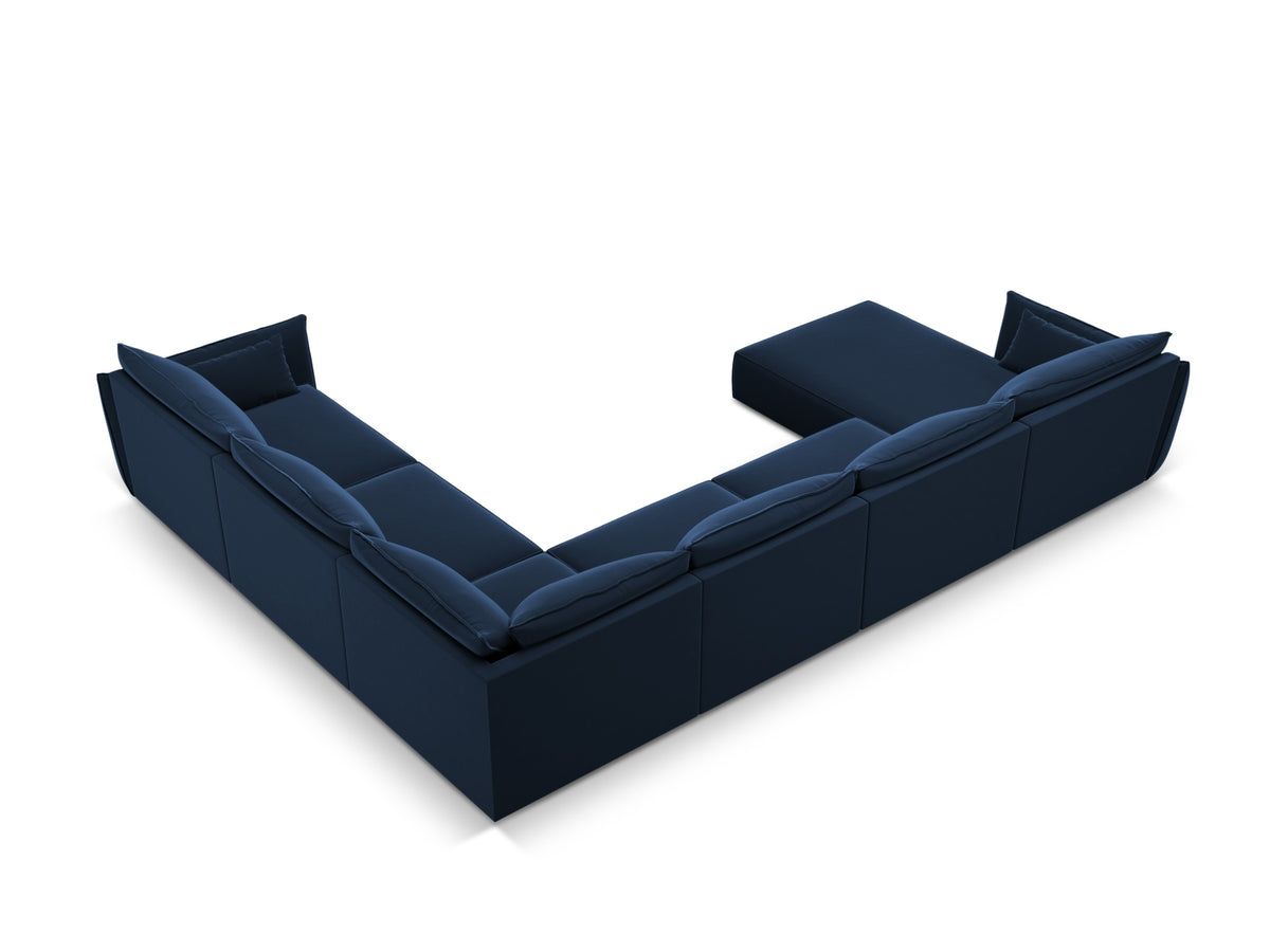 Kaelle Velour Panoramic Ecksofa rechts 8 Sitzer in Royal Blue-Bluvel präsentiert im Onlineshop von KAQTU Design AG. Ecksofa rechts ist von Micadoni