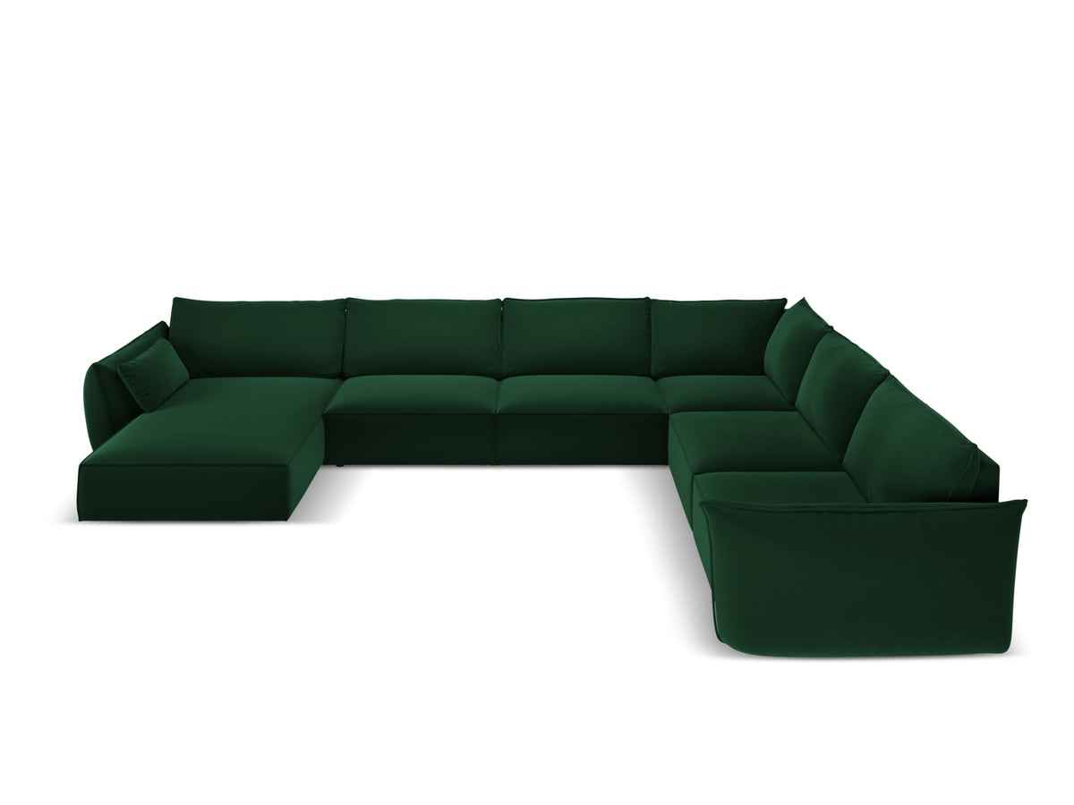 Kaelle Velour Panoramic Ecksofa rechts 8 Sitzer in Bottle Green-Bluvel präsentiert im Onlineshop von KAQTU Design AG. Ecksofa rechts ist von Micadoni