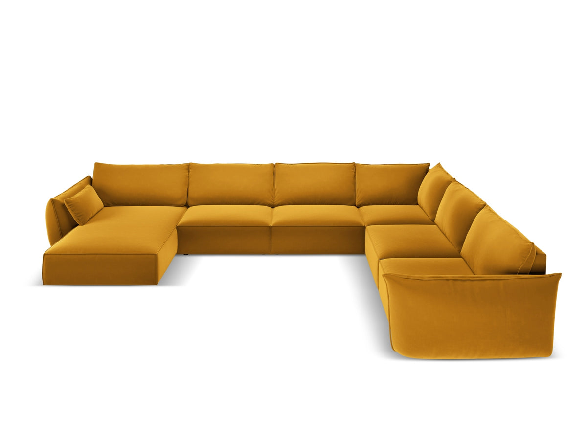 Kaelle Velour Panoramic Ecksofa rechts 8 Sitzer in Yellow-Bluvel präsentiert im Onlineshop von KAQTU Design AG. Ecksofa rechts ist von Micadoni