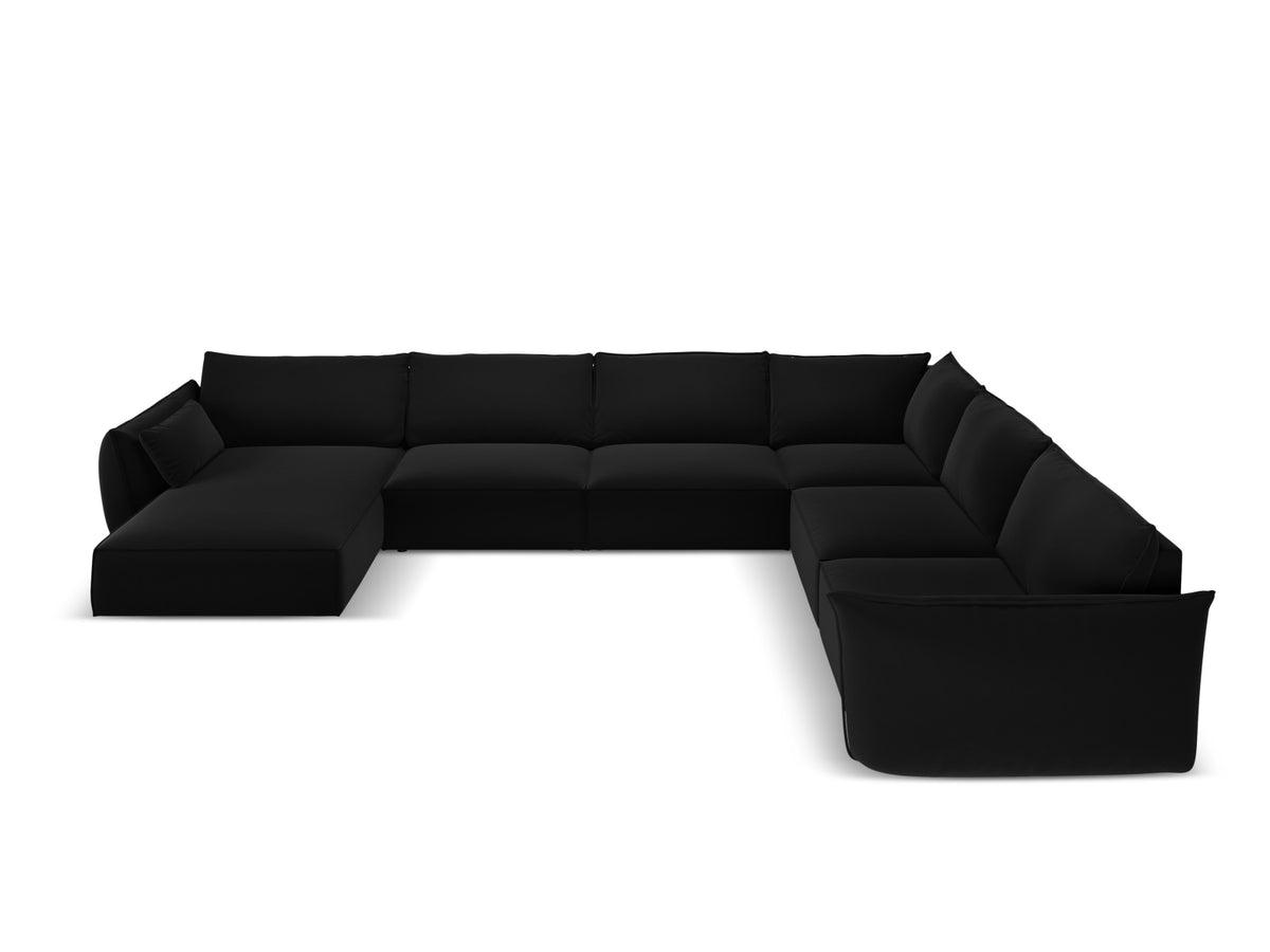 Kaelle Velour Panoramic Ecksofa rechts 8 Sitzer in Black-Bluvel präsentiert im Onlineshop von KAQTU Design AG. Ecksofa rechts ist von Micadoni
