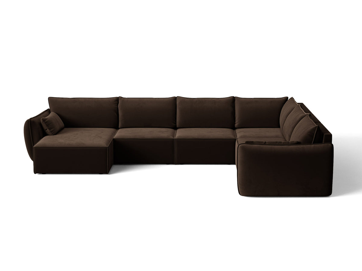 L-Sofa Kaelle Panoramasofa rechts von Micadoni, Stoffbezug, schwarze niedrige Beine
