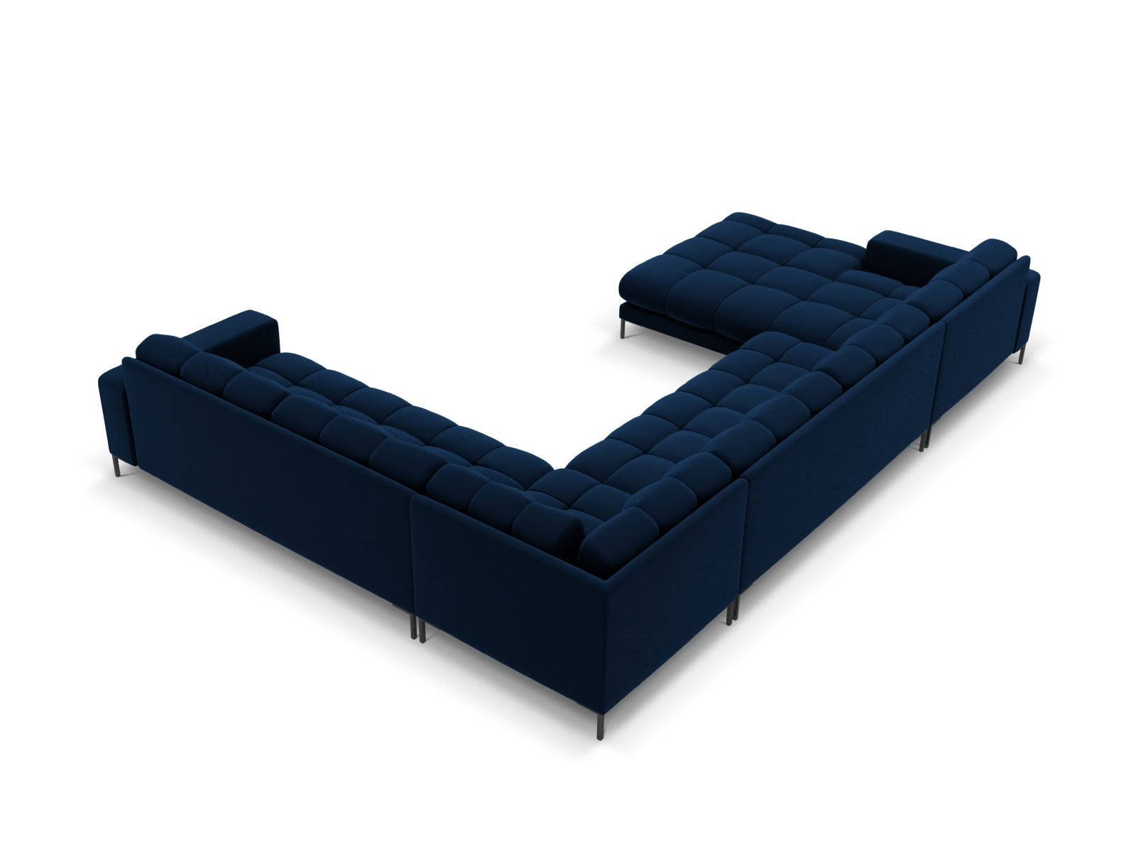 Erleben Sie das Mamaia Velour Panoramic Ecksofa rechts – ein luxuriöses 7-Sitzer Sofa von Micadoni, das höchsten Komfort und modernes Design bietet.