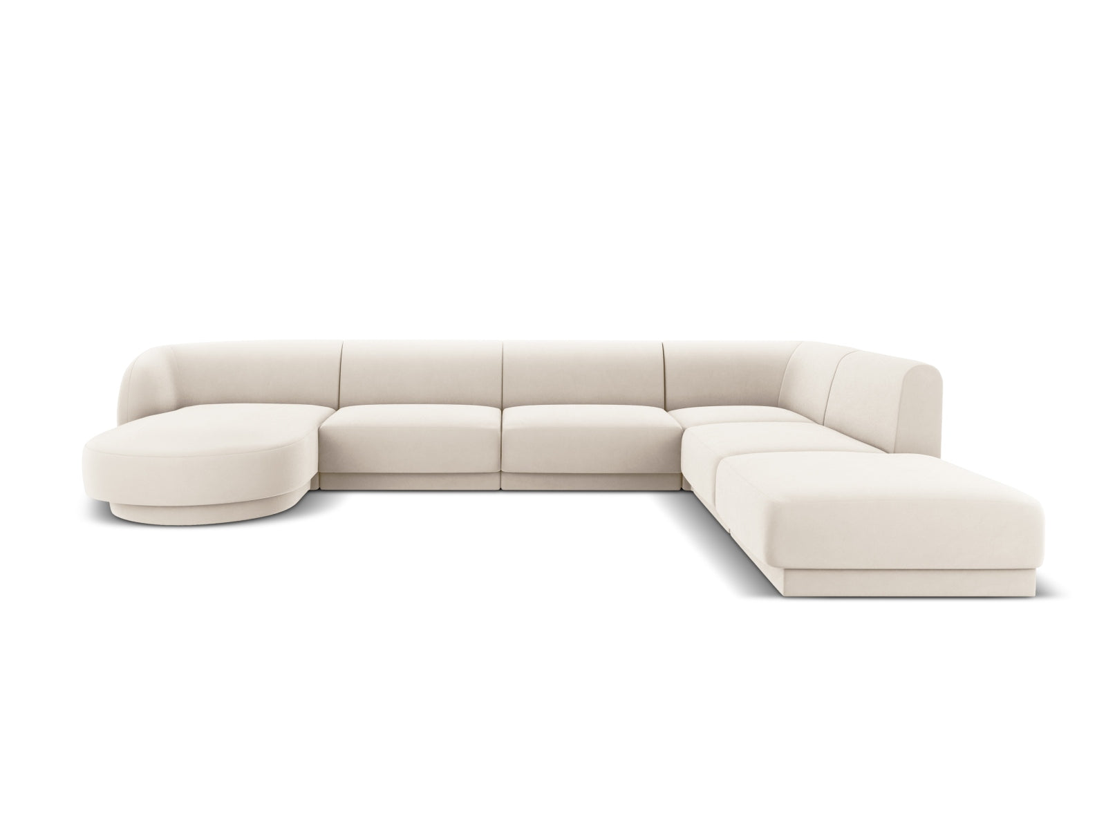 Miley Velour Panoramic Ecksofa rechts 6 Sitzer in Light Beige-Bluvel präsentiert im Onlineshop von KAQTU Design AG. Ecksofa rechts ist von Micadoni