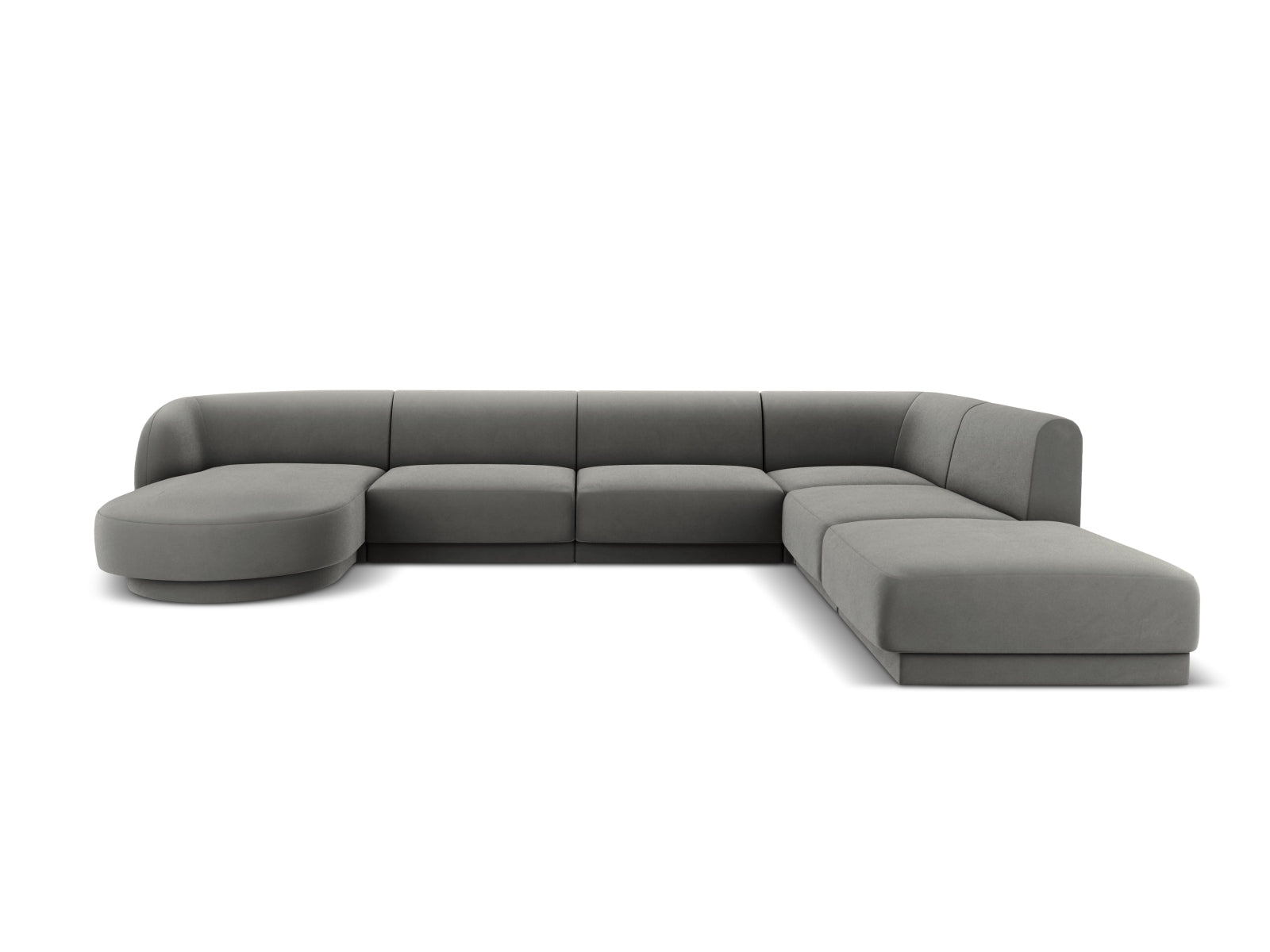 Miley Velour Panoramic Ecksofa rechts 6 Sitzer in Light Grey-Bluvel präsentiert im Onlineshop von KAQTU Design AG. Ecksofa rechts ist von Micadoni