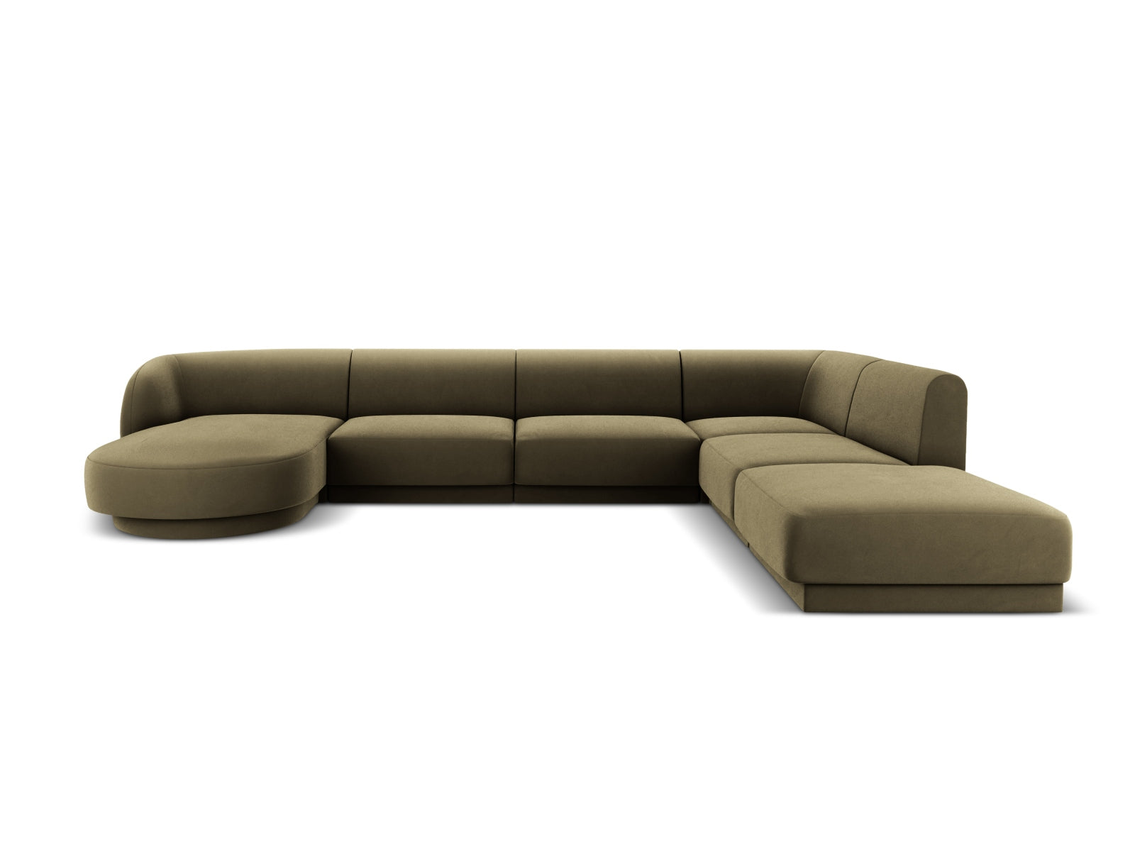 Miley Velour Panoramic Ecksofa rechts 6 Sitzer in Green-Bluvel präsentiert im Onlineshop von KAQTU Design AG. Ecksofa rechts ist von Micadoni
