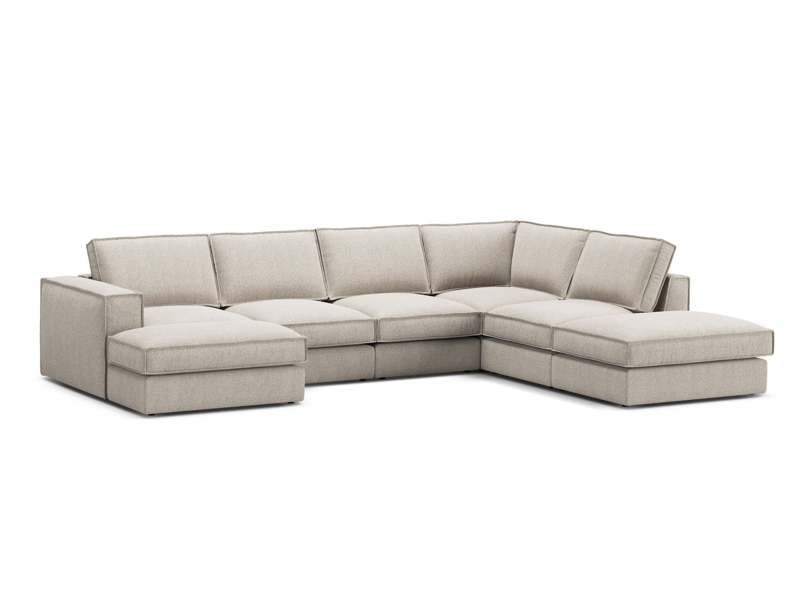 Elegantes 5-Sitzer Ecksofa Panoramic rechts in Sand-Babel von Micadoni, ideal für stilvolle Wohnräume und gemütliche Abende.