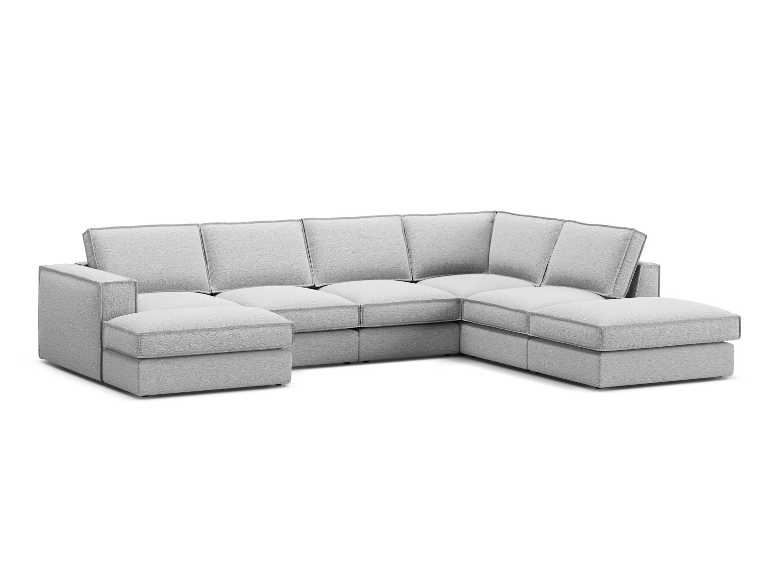 Elegantes 5-Sitzer Ecksofa Panoramic rechts in hellem Grau, ideal für moderne Wohnräume, von Micadoni, stilvoll und komfortabel.